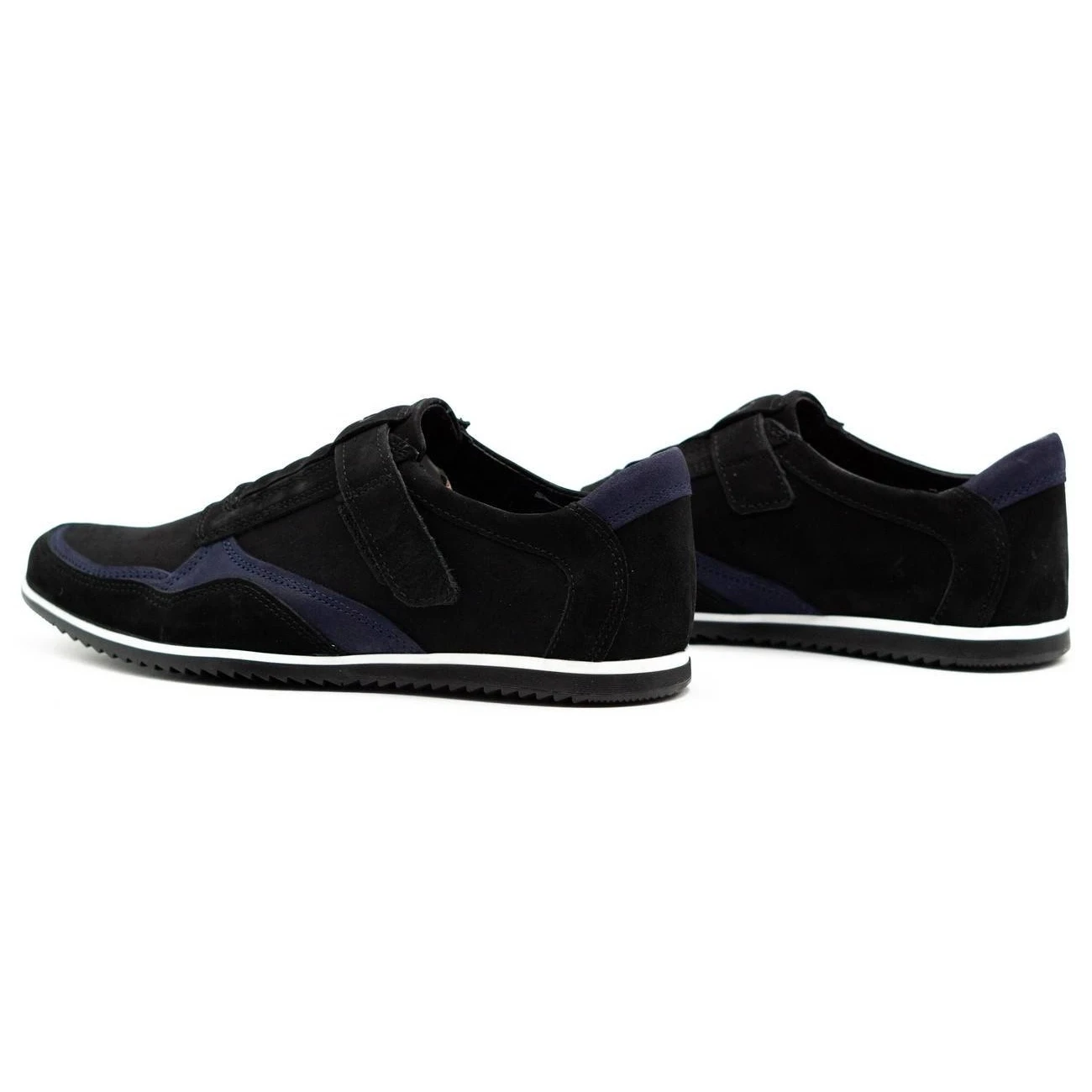 Polbut Chaussures Décontractées En Cuir Pour Hommes 2102/2 Noir Avec Bleu Marine Le Noir – Image 7
