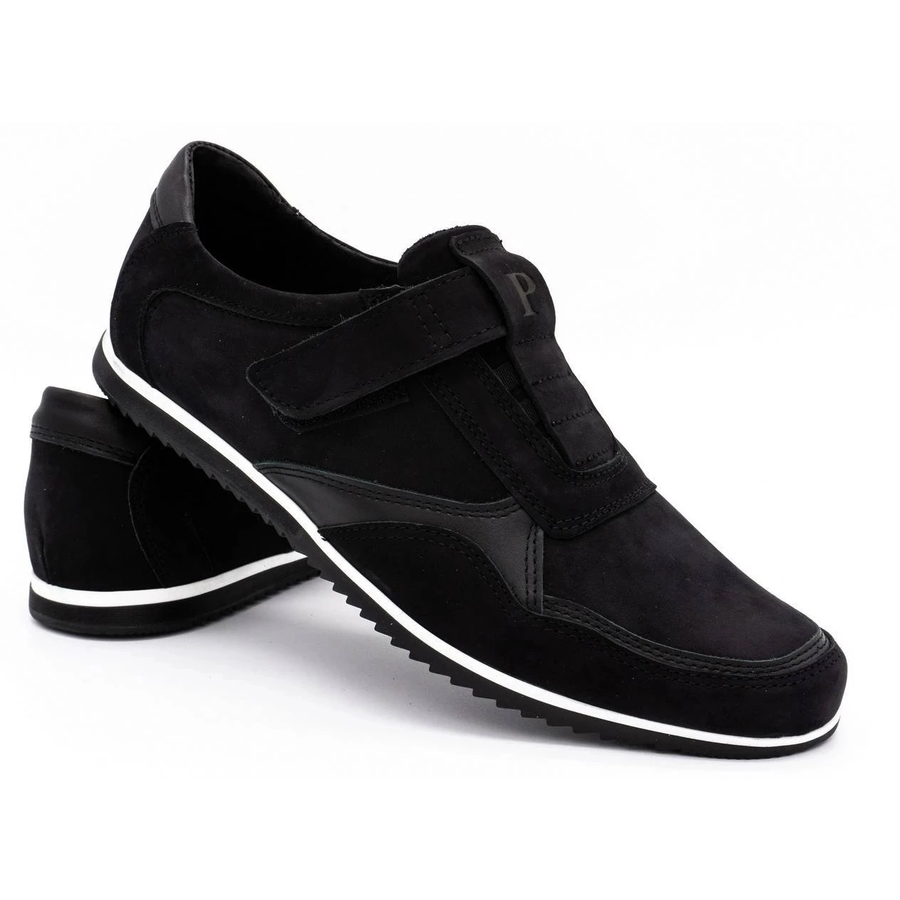 Polbut Chaussures Décontractées En Cuir Pour Hommes 2102/2 Noir Le Noir – Image 5