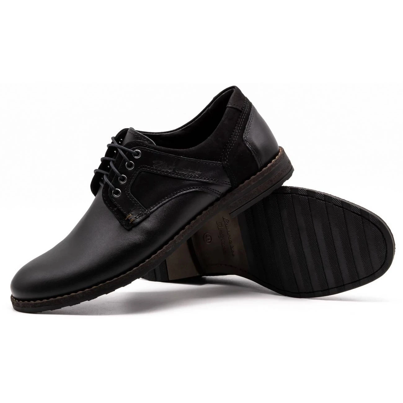 Polbut Chaussures Décontractées En Cuir Pour Hommes 2112 Noir Le Noir – Image 3