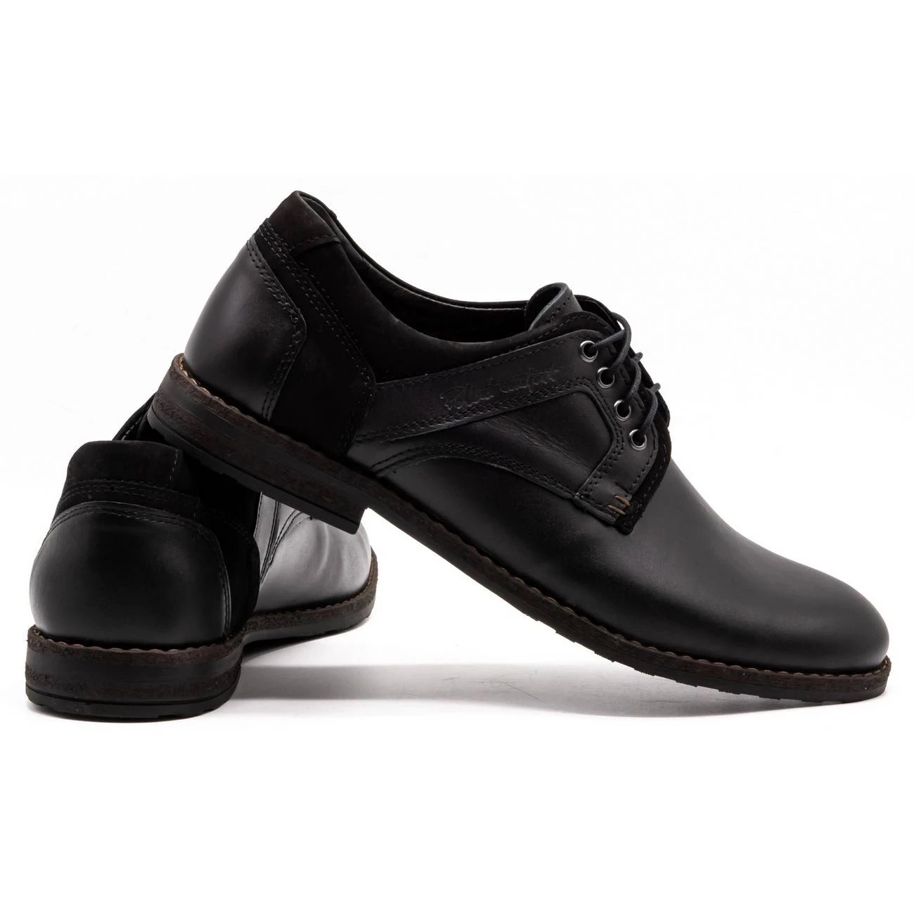 Polbut Chaussures Décontractées En Cuir Pour Hommes 2112 Noir Le Noir – Image 4