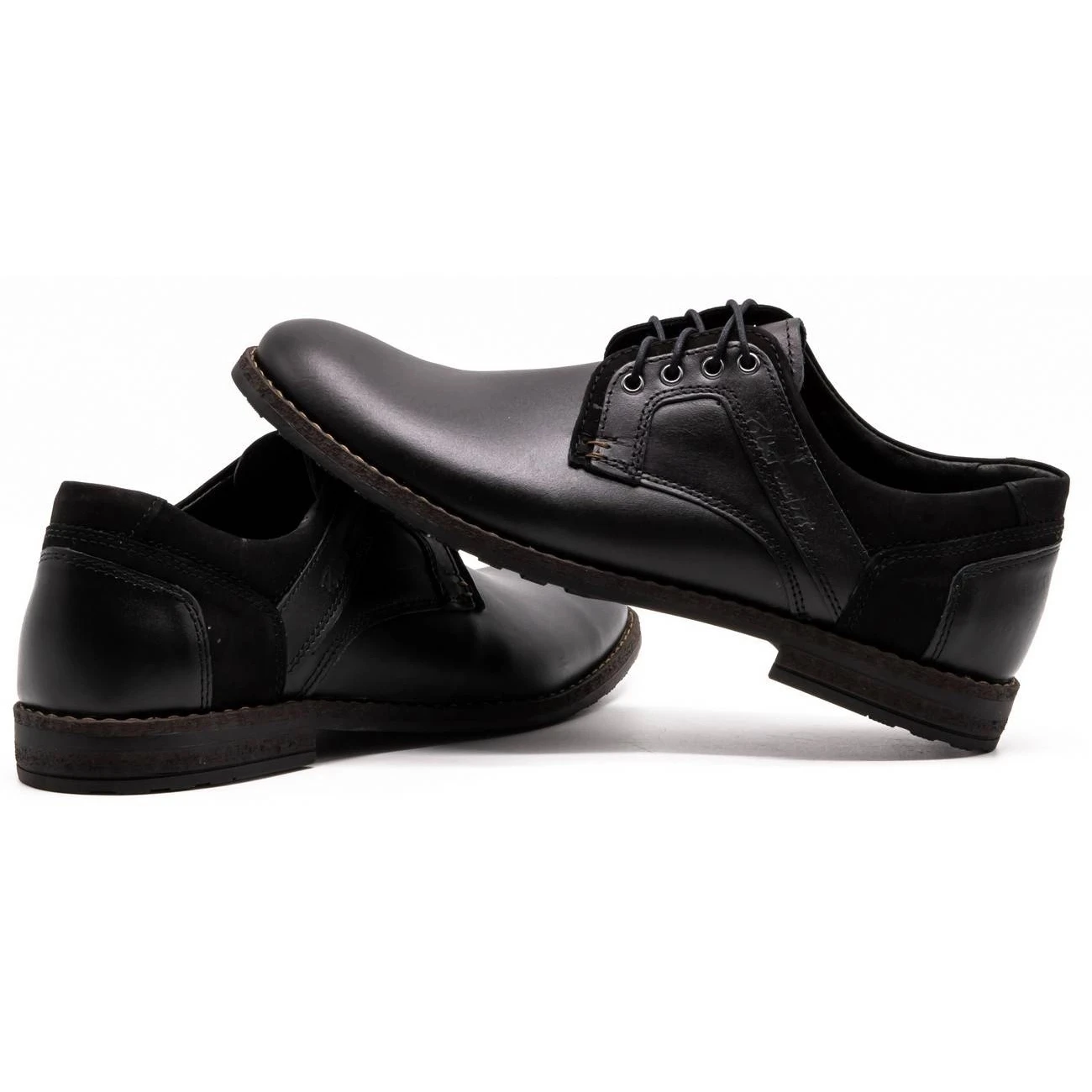 Polbut Chaussures Décontractées En Cuir Pour Hommes 2112 Noir Le Noir – Image 6