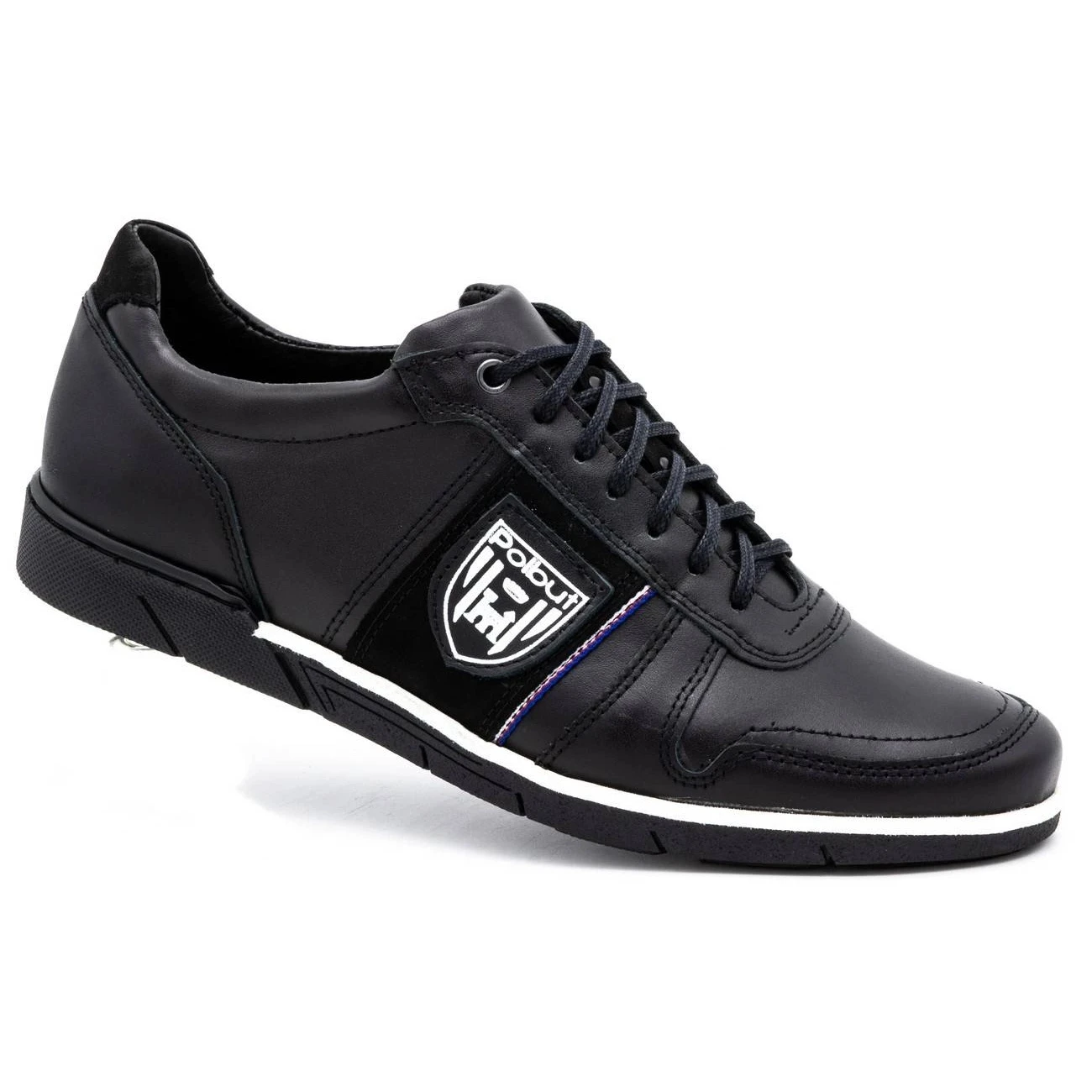 Polbut Chaussures Décontractées En Cuir Pour Hommes 2113 Grain Noir Le Noir – Image 2