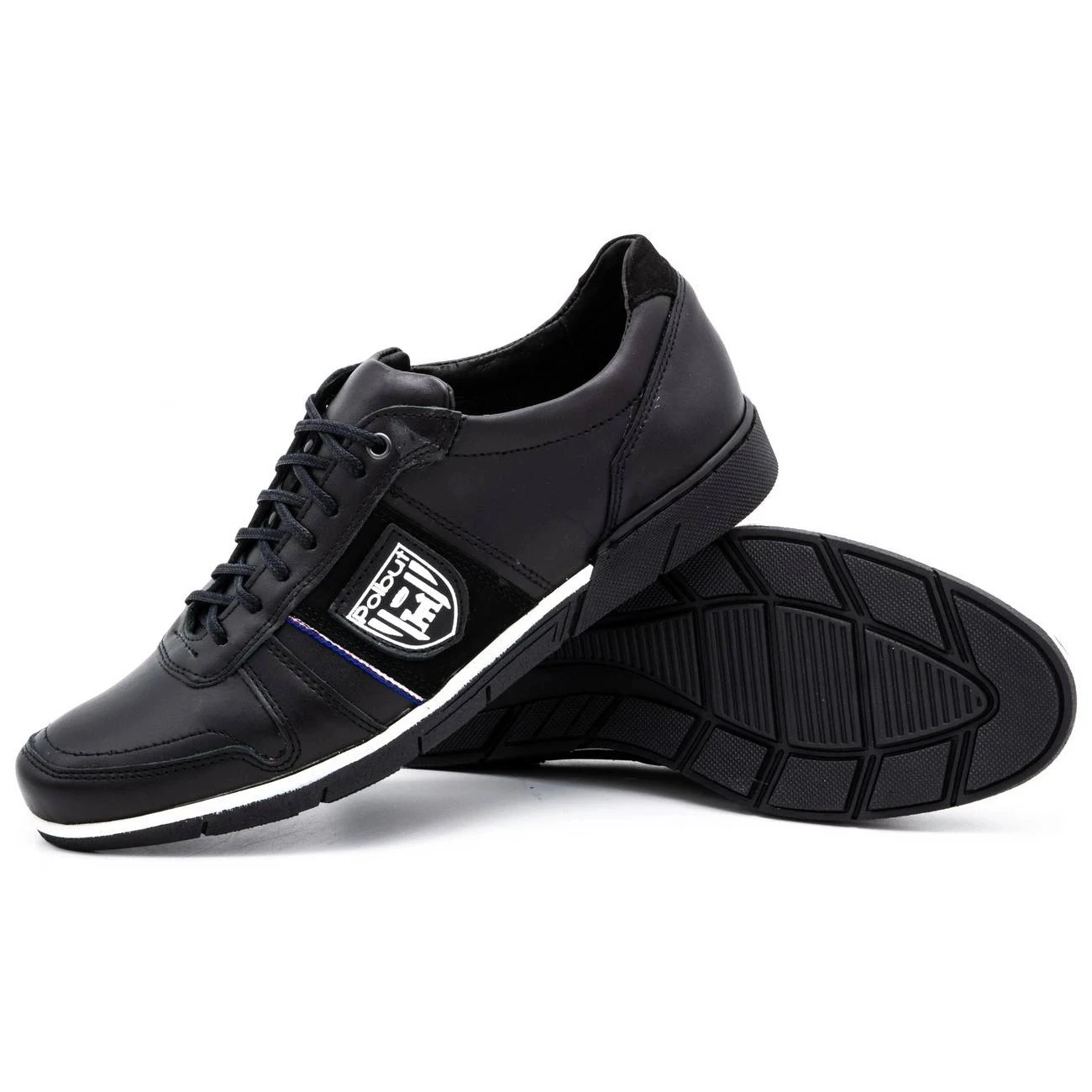 Polbut Chaussures Décontractées En Cuir Pour Hommes 2113 Grain Noir Le Noir – Image 4