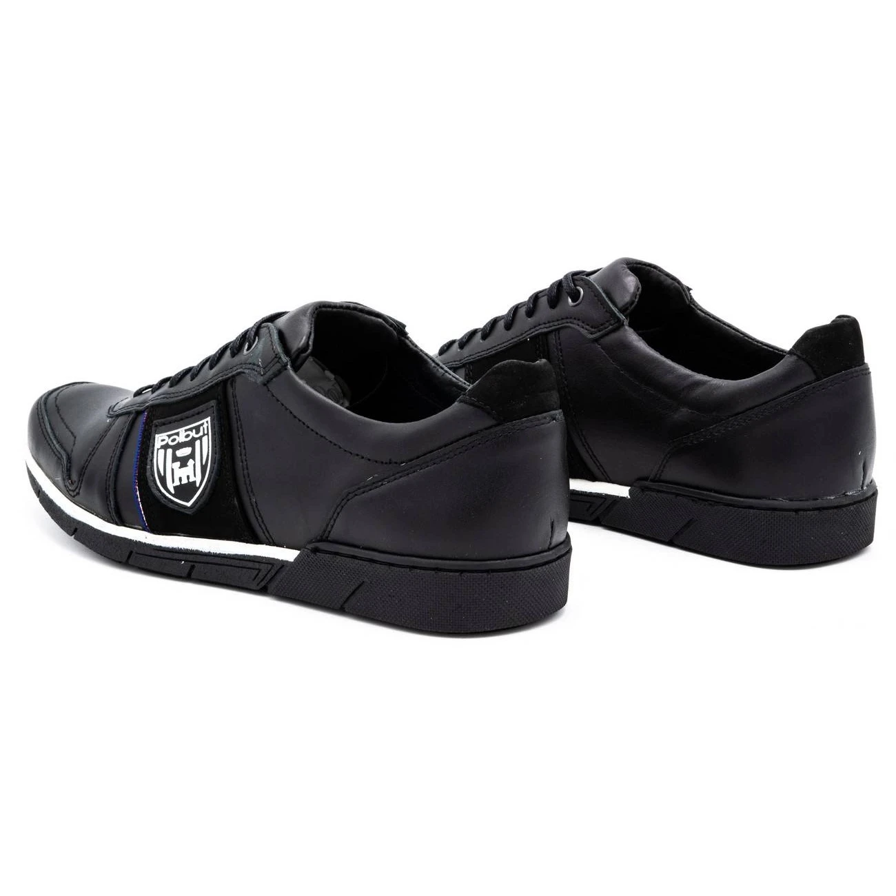 Polbut Chaussures Décontractées En Cuir Pour Hommes 2113 Grain Noir Le Noir – Image 7