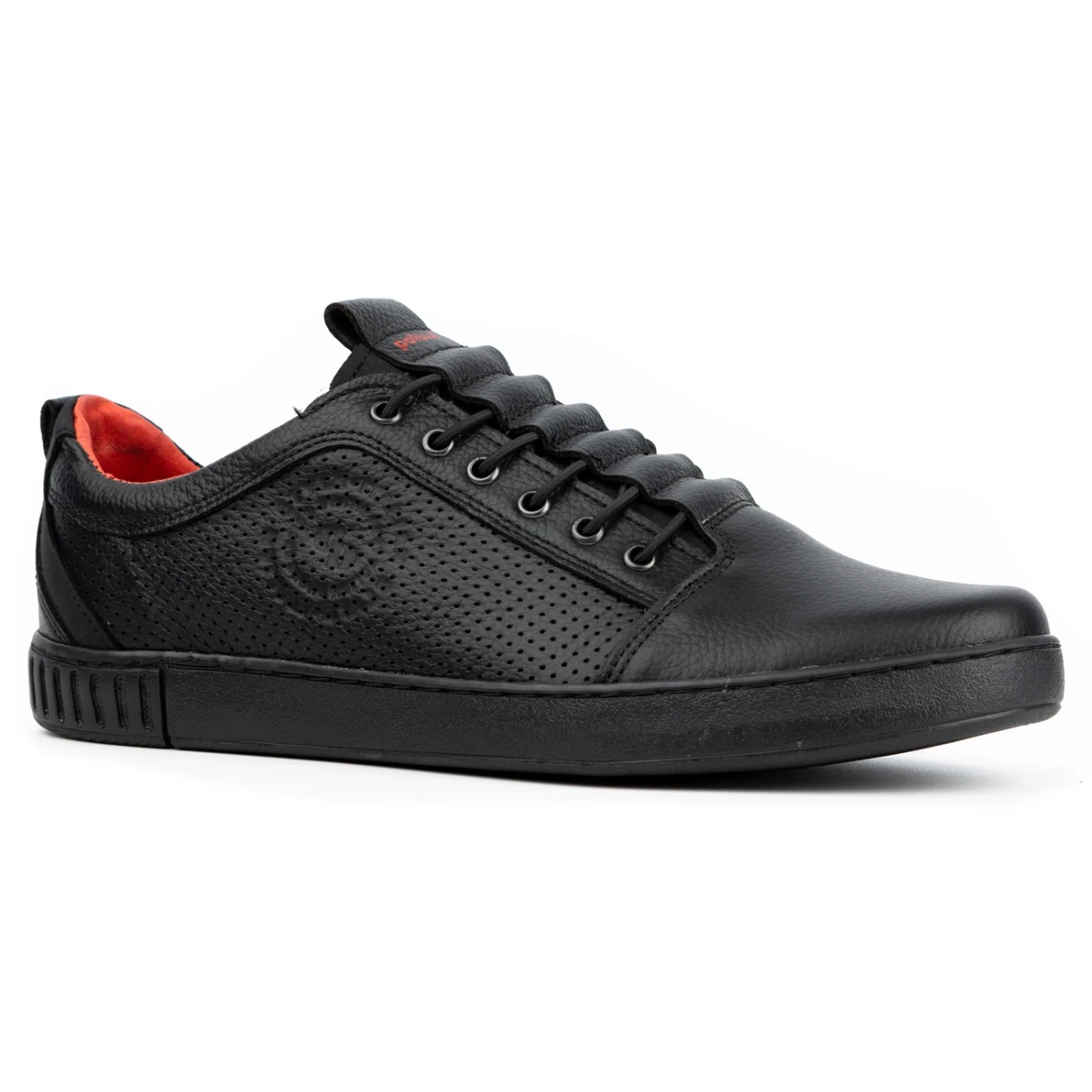 Polbut Chaussures Décontractées En Cuir Pour Hommes 2121P/2 Noir Le Noir – Image 2