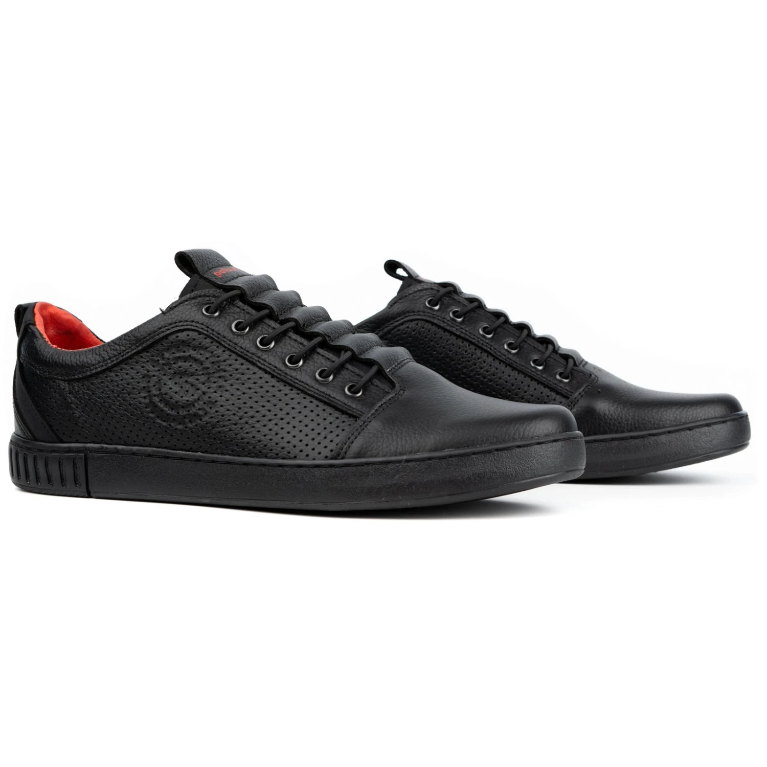 Polbut Chaussures Décontractées En Cuir Pour Hommes 2121P/2 Noir Le Noir – Image 3