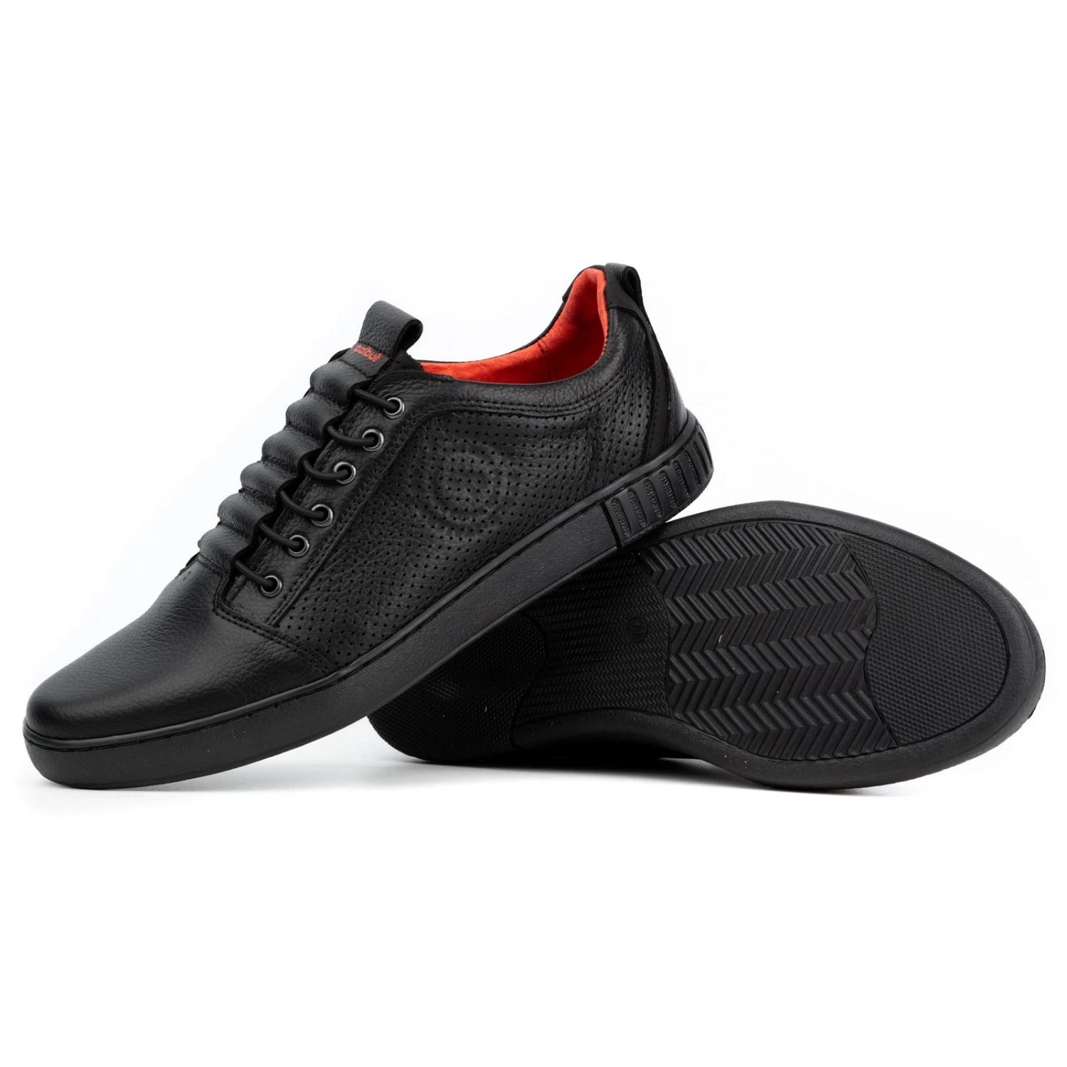 Polbut Chaussures Décontractées En Cuir Pour Hommes 2121P/2 Noir Le Noir – Image 5