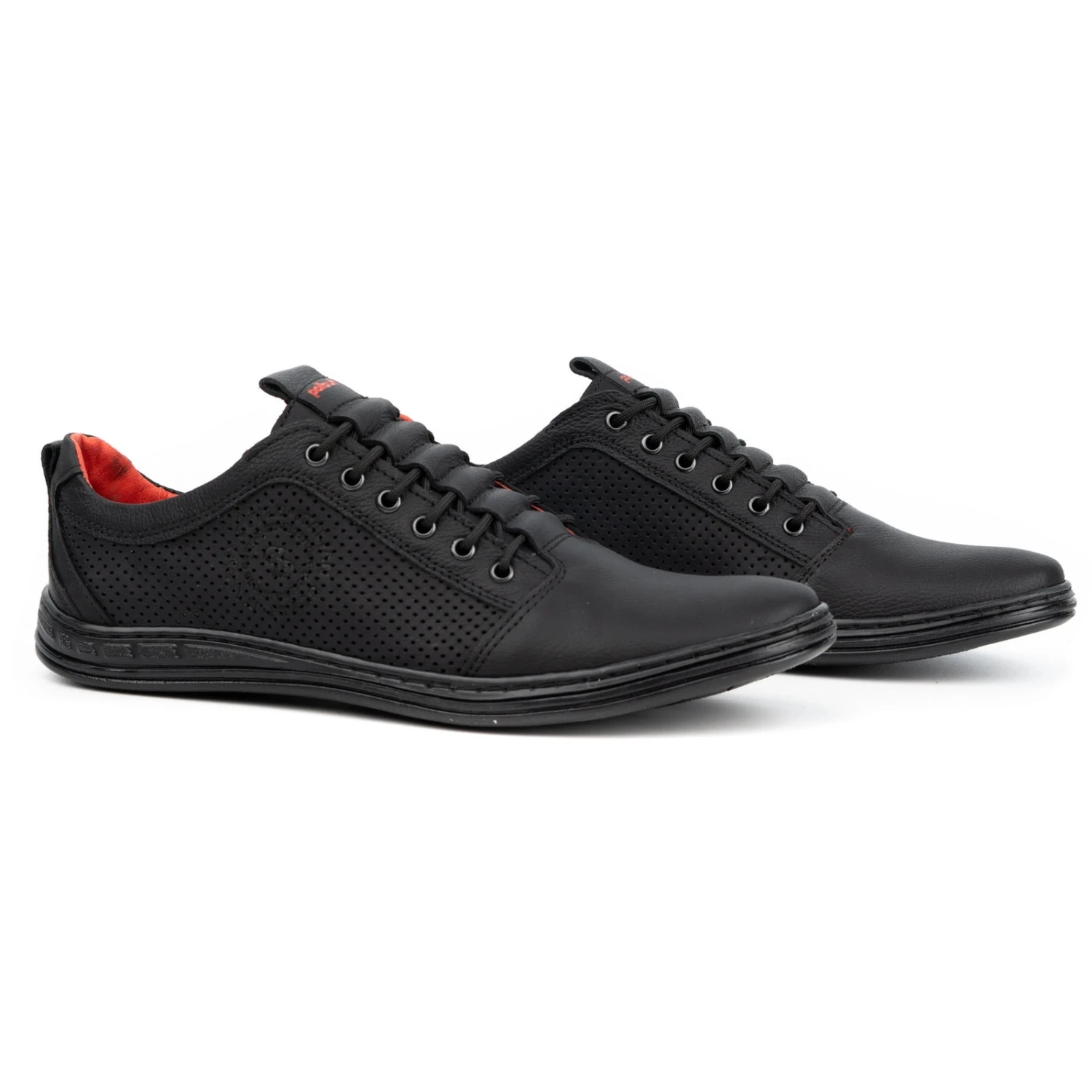 Polbut Chaussures Décontractées En Cuir Pour Hommes 2121p Noir Le Noir – Image 3