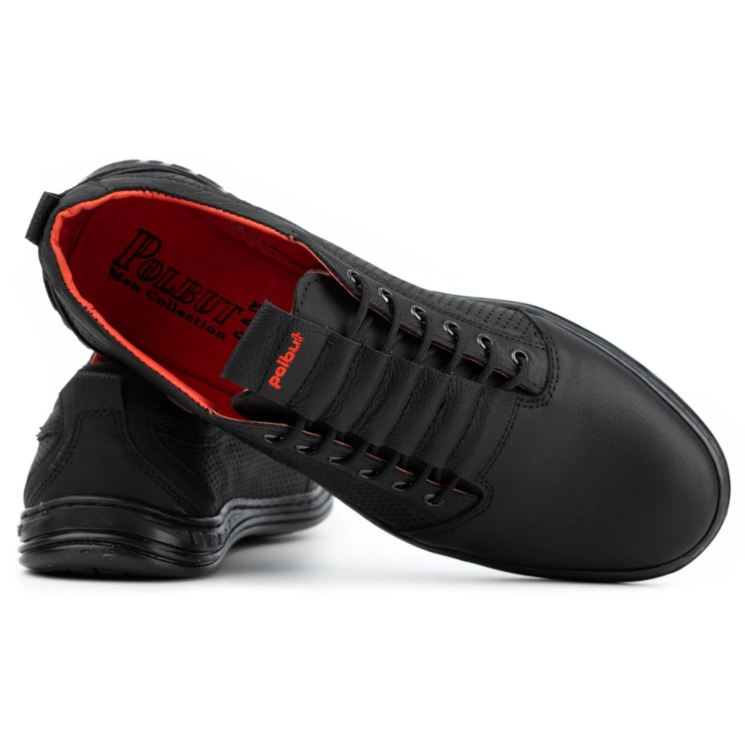 Polbut Chaussures Décontractées En Cuir Pour Hommes 2121p Noir Le Noir – Image 5