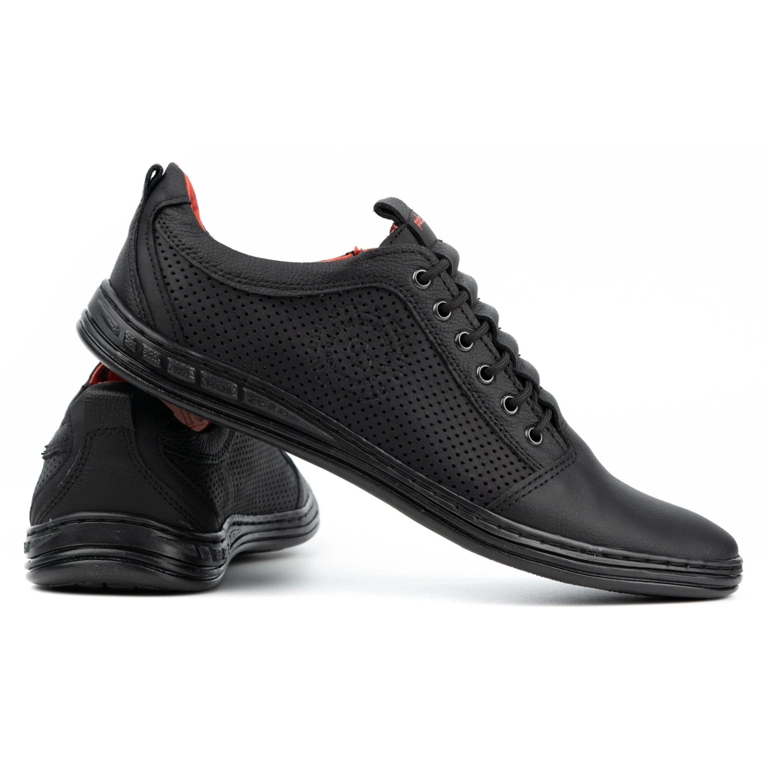 Polbut Chaussures Décontractées En Cuir Pour Hommes 2121p Noir Le Noir – Image 6