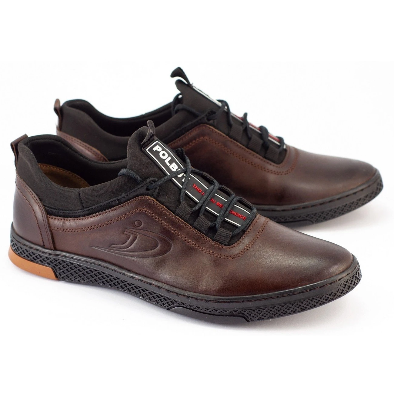 Polbut Chaussures Décontractées En Cuir Pour Hommes K24 Marron Brun