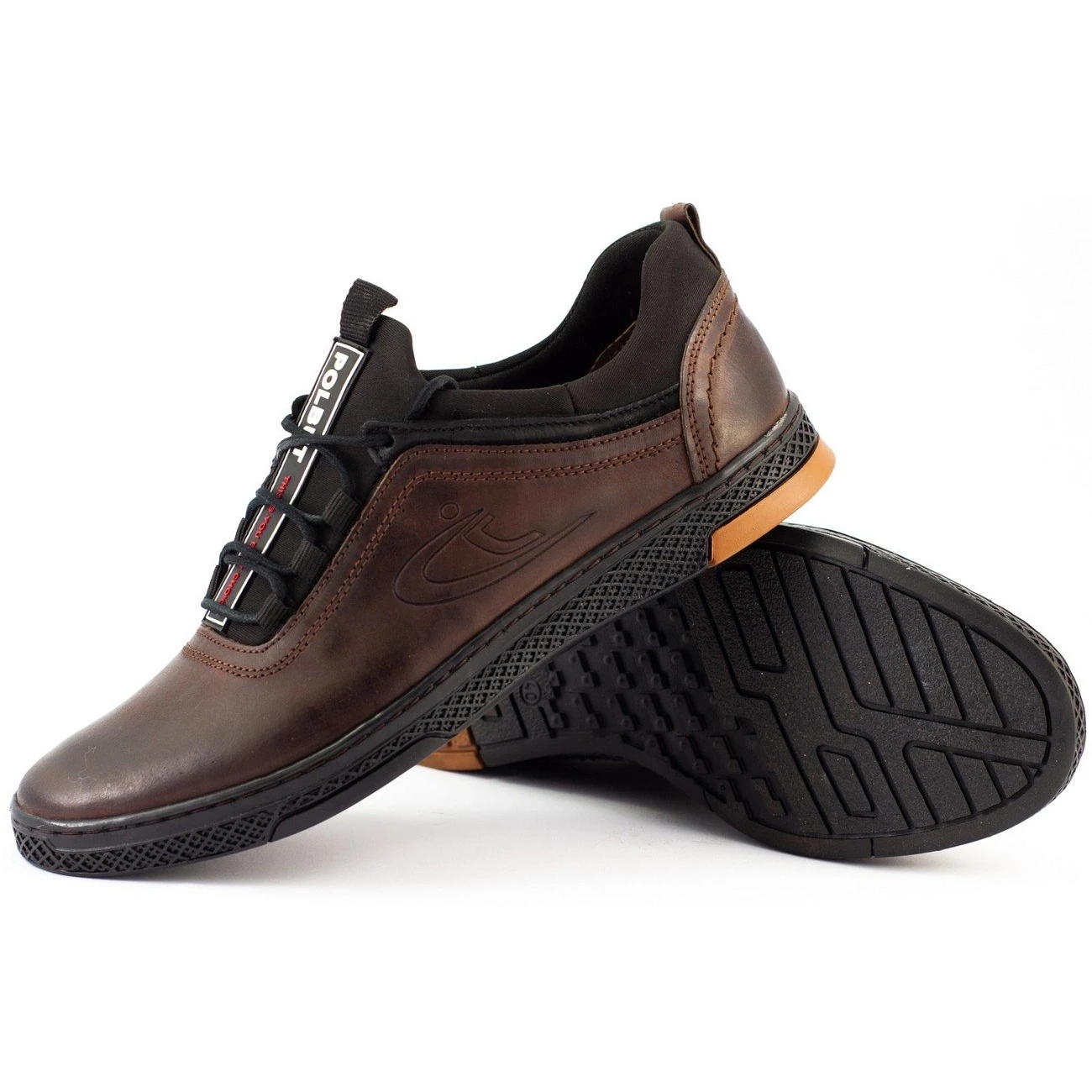 Polbut Chaussures Décontractées En Cuir Pour Hommes K24 Marron Brun – Image 2
