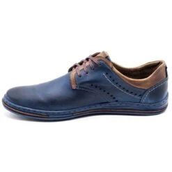Polbut Chaussures Décontractées Pour Hommes 402 Bleu Marine Avec Marron