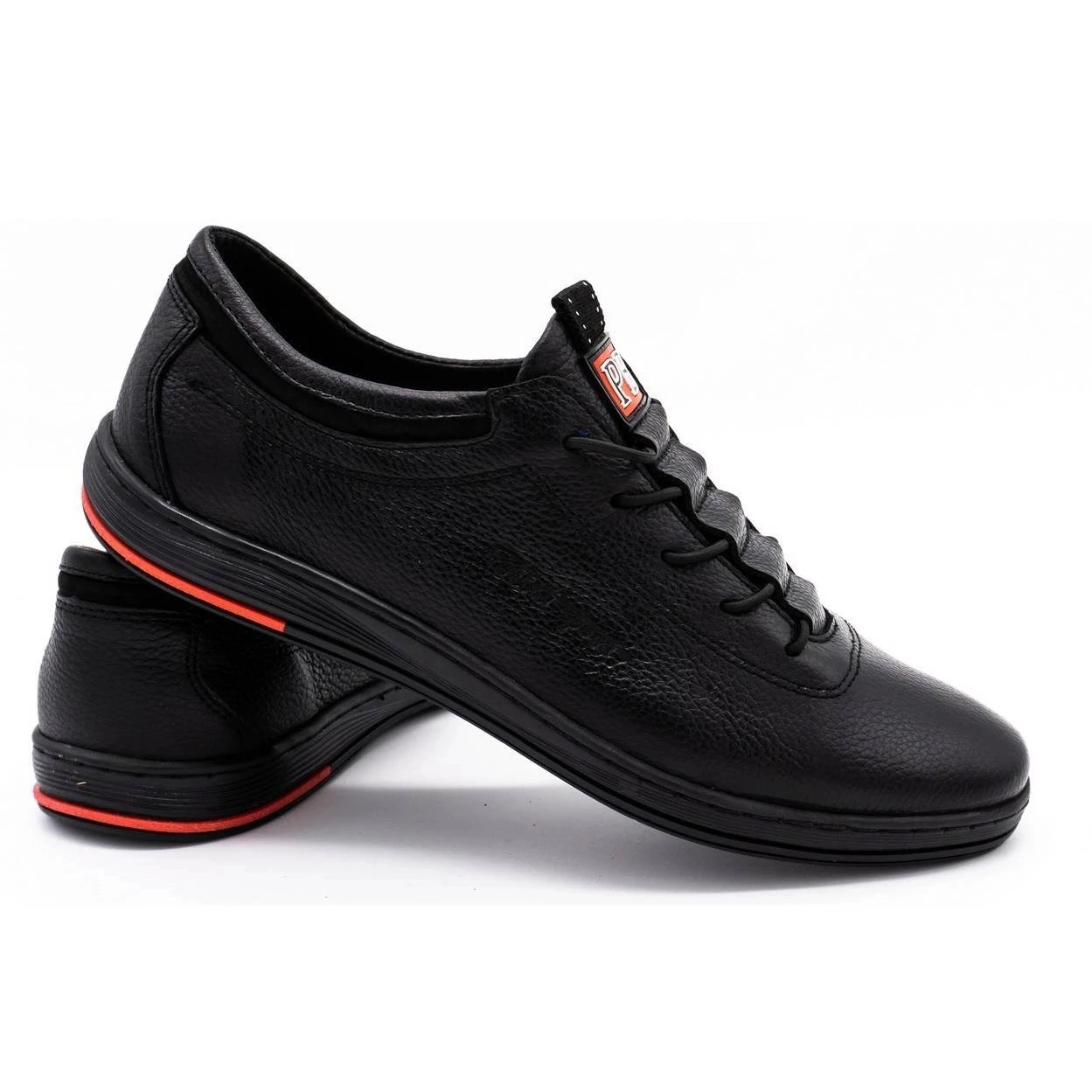 Polbut Chaussures Décontractées Pour Hommes En Cuir Noir K23 Le Noir – Image 3