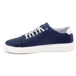Polbut Chaussures En Cuir Pour Hommes 2109 Bleu Marine Avec Blanc Blanche
