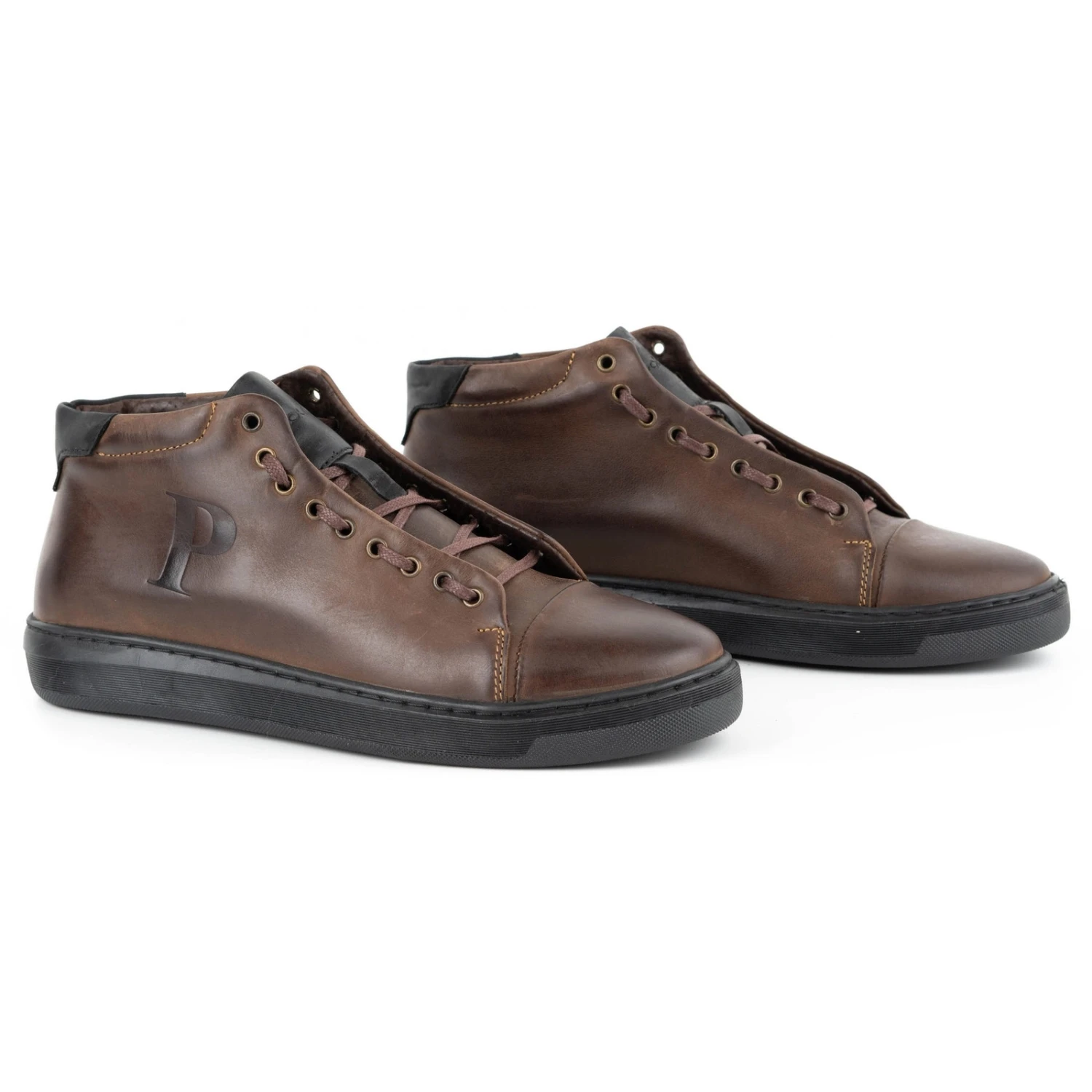 Polbut Chaussures En Cuir Pour Hommes 2110sw Marron Foncé Brun – Image 3