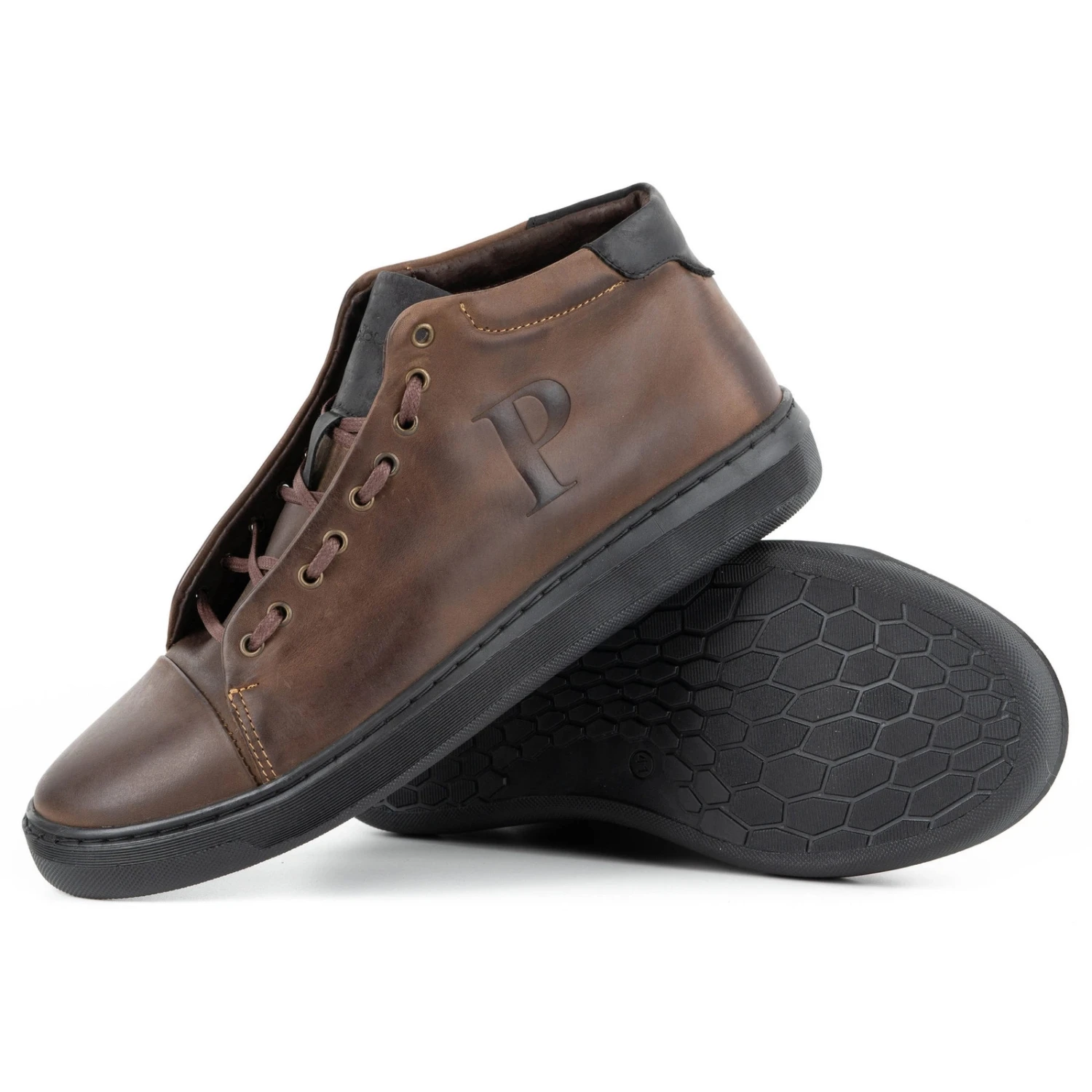 Polbut Chaussures En Cuir Pour Hommes 2110sw Marron Foncé Brun – Image 4