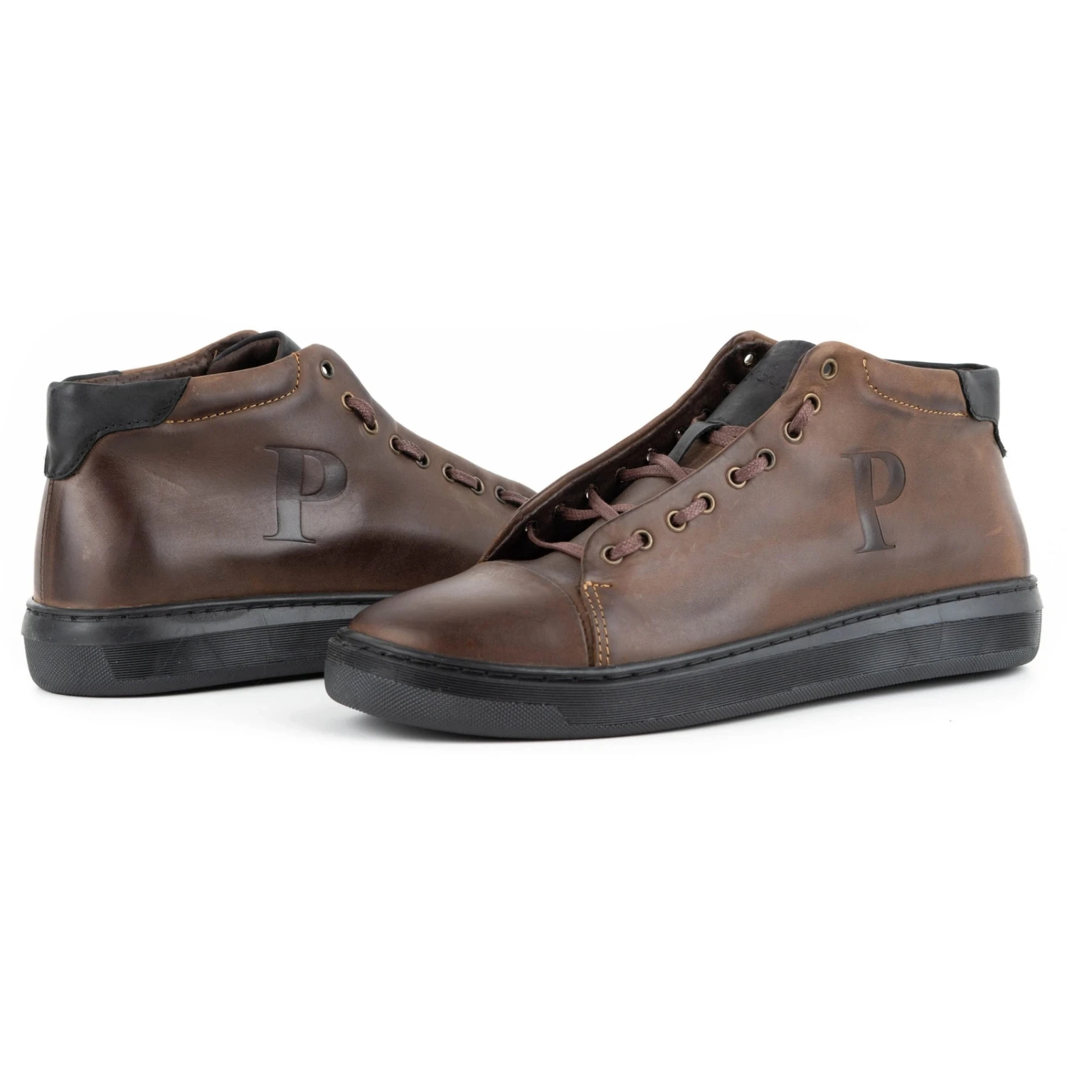 Polbut Chaussures En Cuir Pour Hommes 2110sw Marron Foncé Brun – Image 6