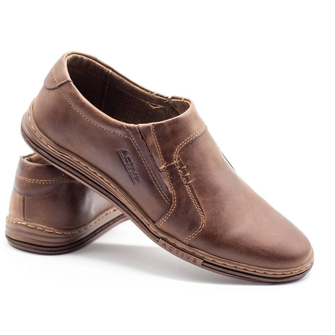 Polbut Chaussures En Cuir Pour Hommes 334 Marron Brun