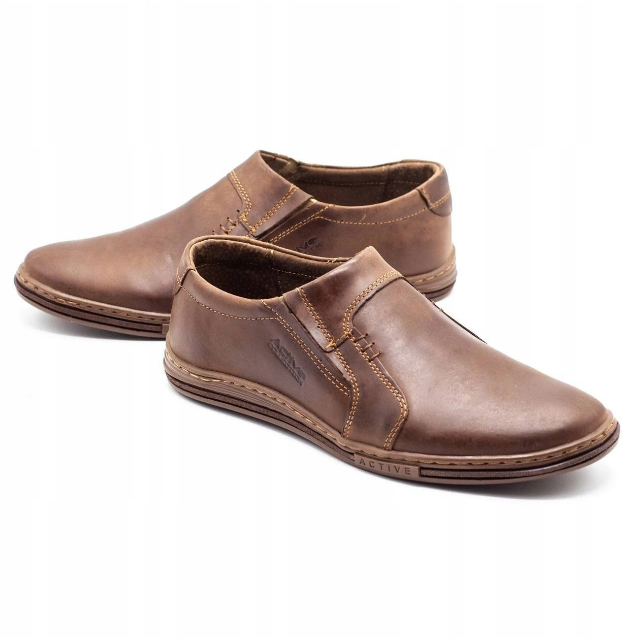 Polbut Chaussures En Cuir Pour Hommes 334 Marron Brun – Image 2