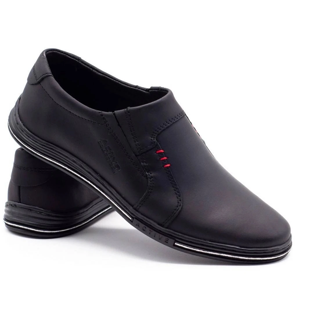Polbut Chaussures En Cuir Pour Hommes 334 Noir Le Noir – Image 6