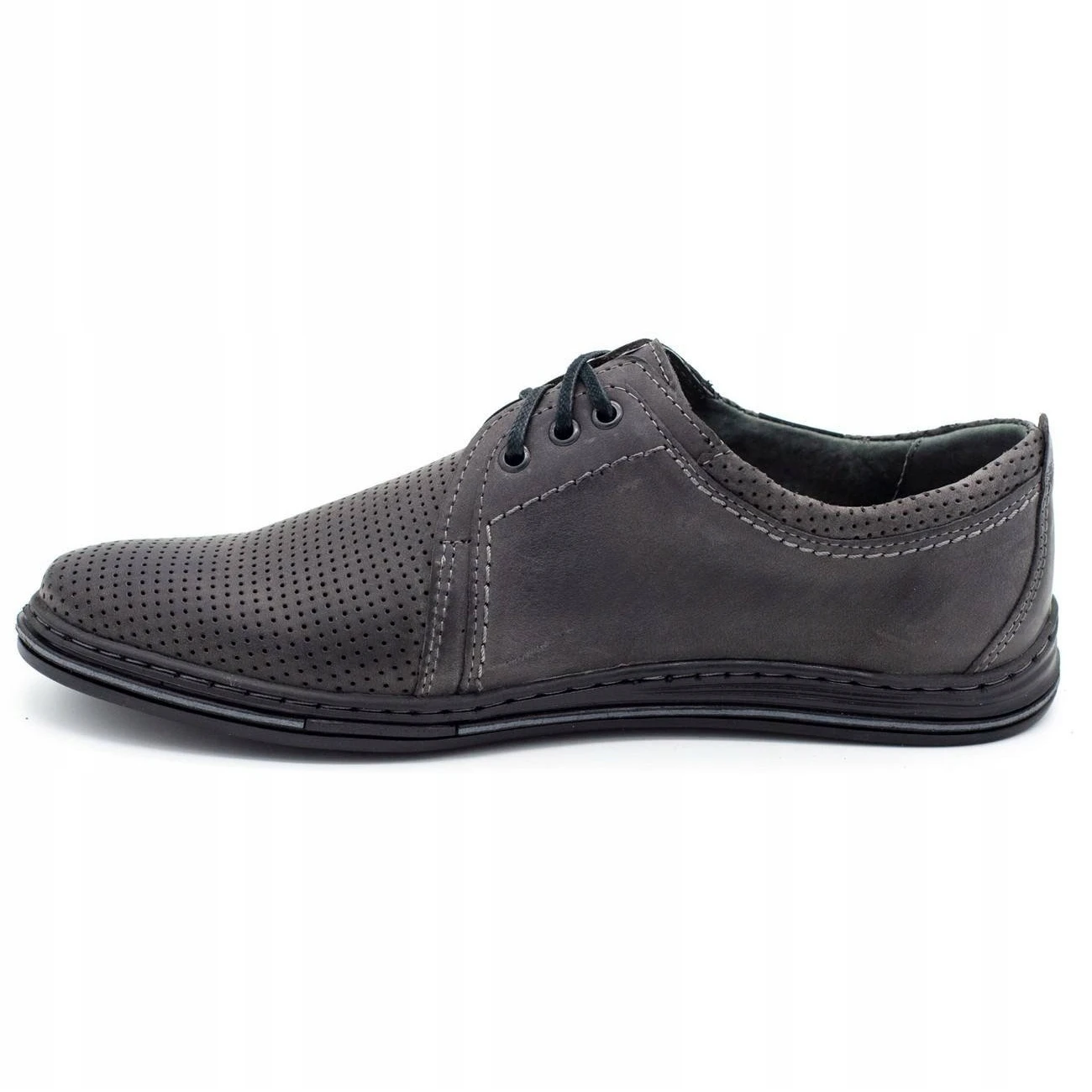 Polbut Chaussures En Cuir Pour Hommes 343, Perforation Grise