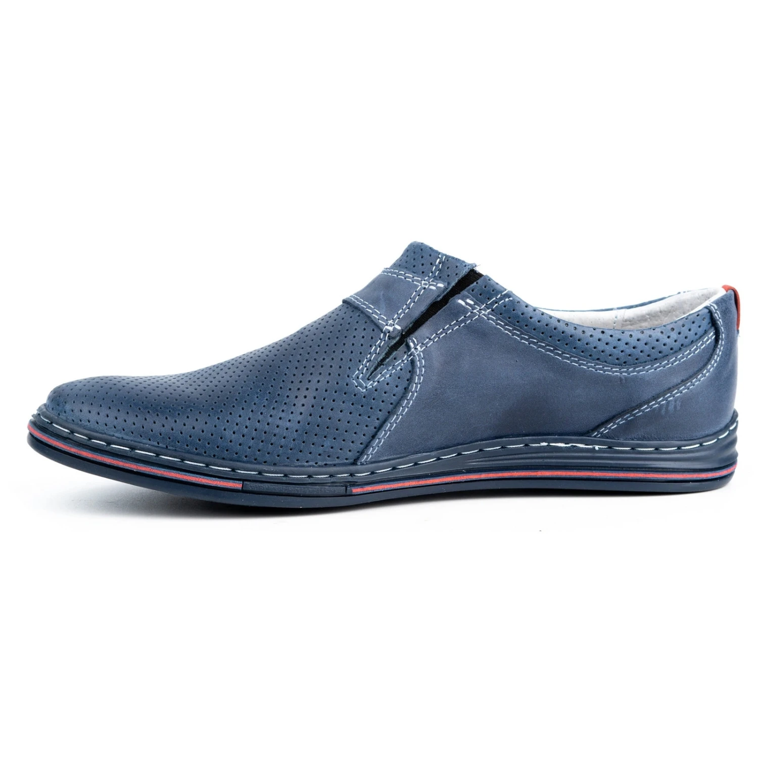 Polbut Chaussures En Cuir Pour Hommes 362 Avec Perforation Bleu Marine