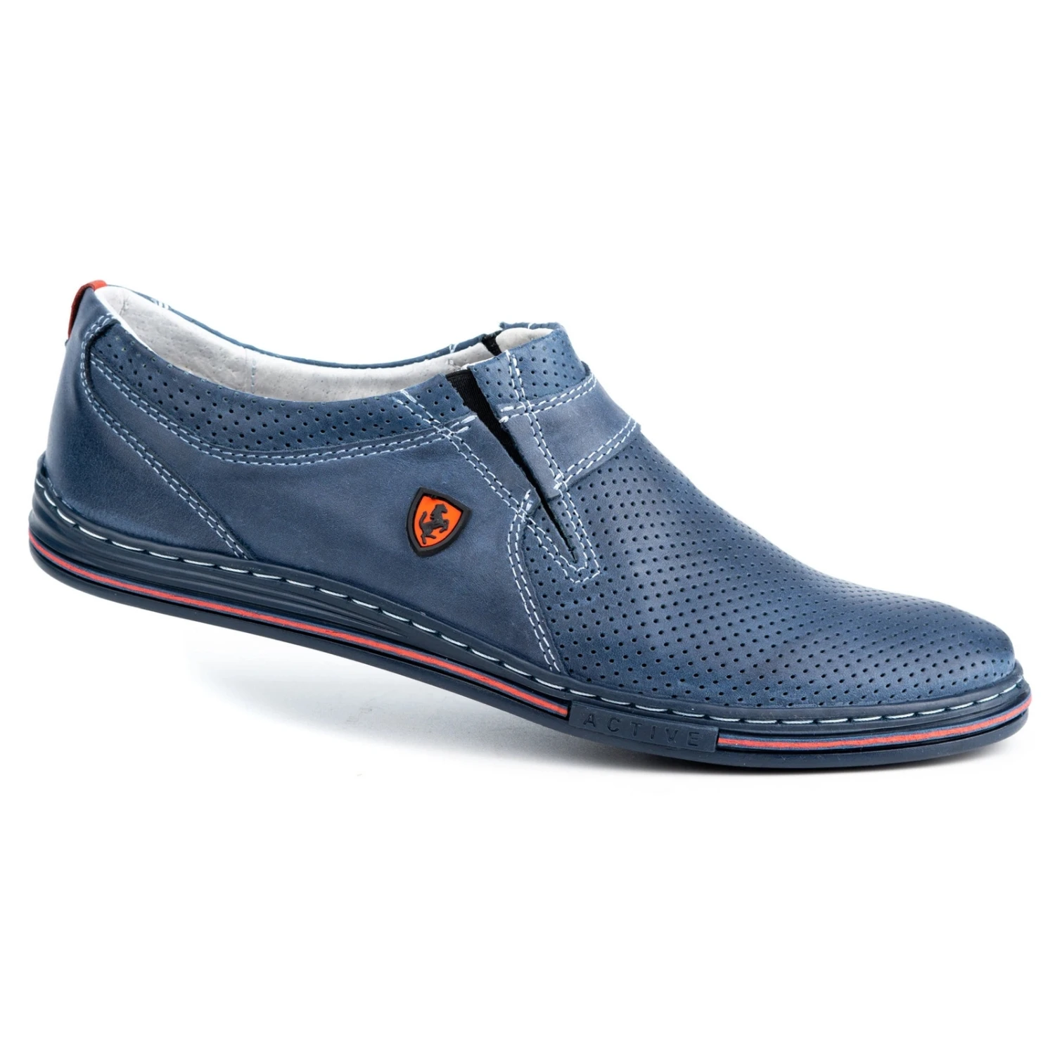 Polbut Chaussures En Cuir Pour Hommes 362 Avec Perforation Bleu Marine – Image 2