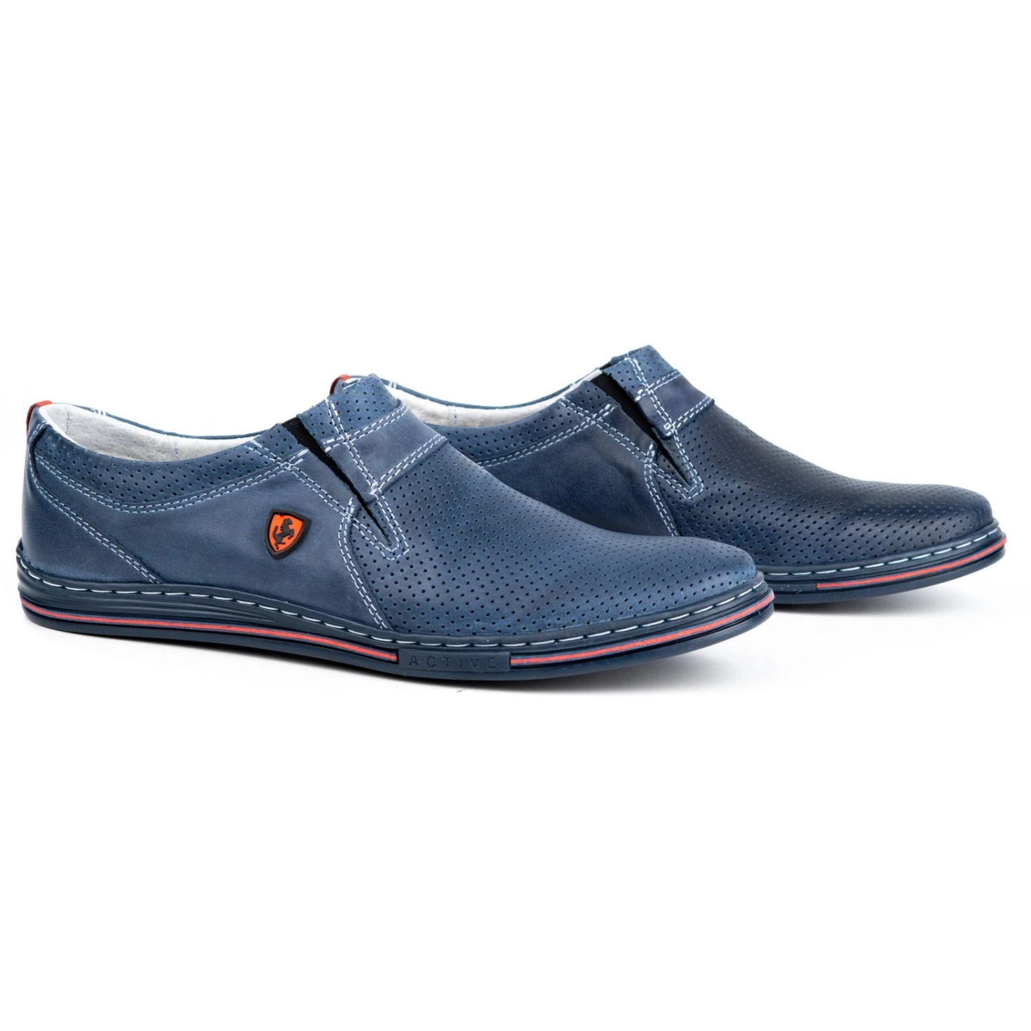 Polbut Chaussures En Cuir Pour Hommes 362 Avec Perforation Bleu Marine – Image 3