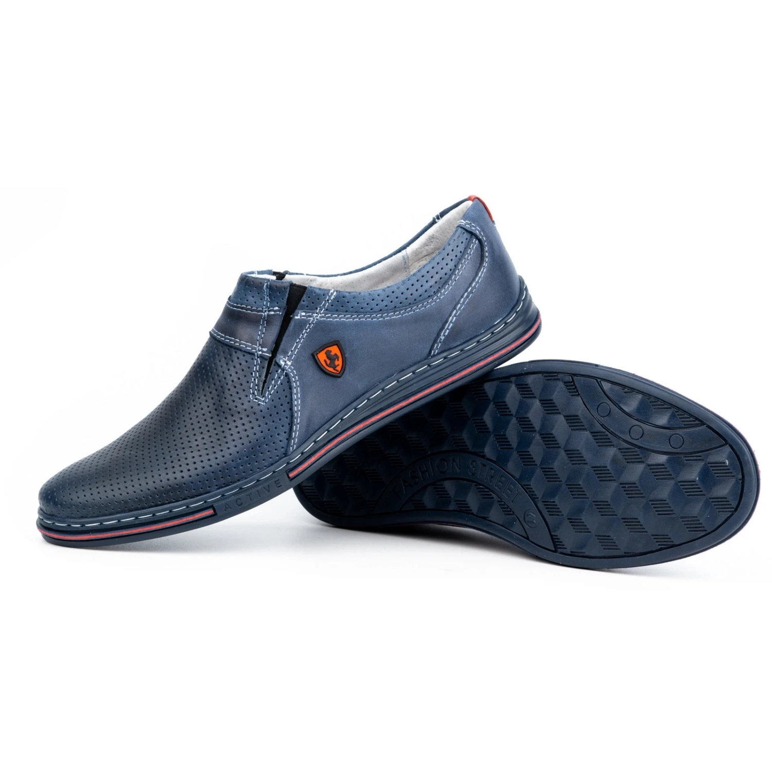Polbut Chaussures En Cuir Pour Hommes 362 Avec Perforation Bleu Marine – Image 4