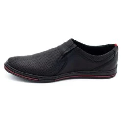 Polbut Chaussures En Cuir Pour Hommes 362 Perforation Noire Le Noir
