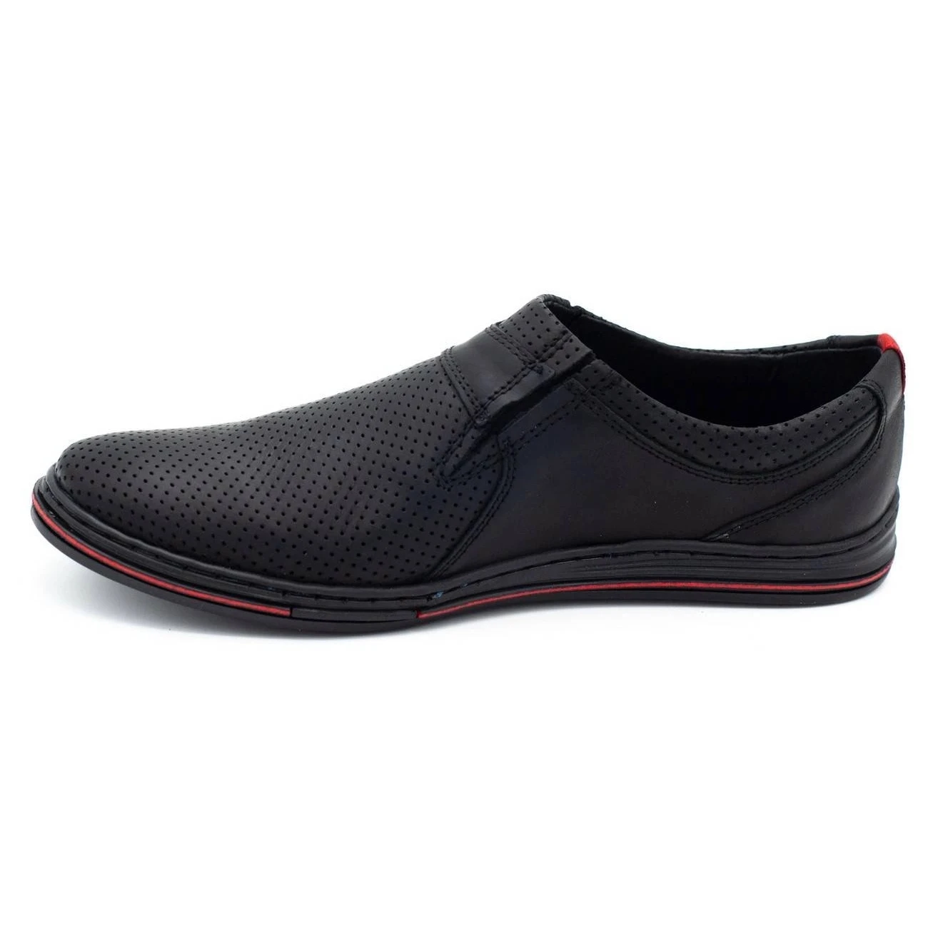 Polbut Chaussures En Cuir Pour Hommes 362 Perforation Noire Le Noir