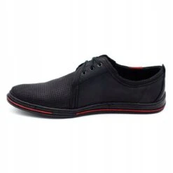 Polbut Chaussures Pour Hommes En Cuir 343 Perforation Noir Le Noir