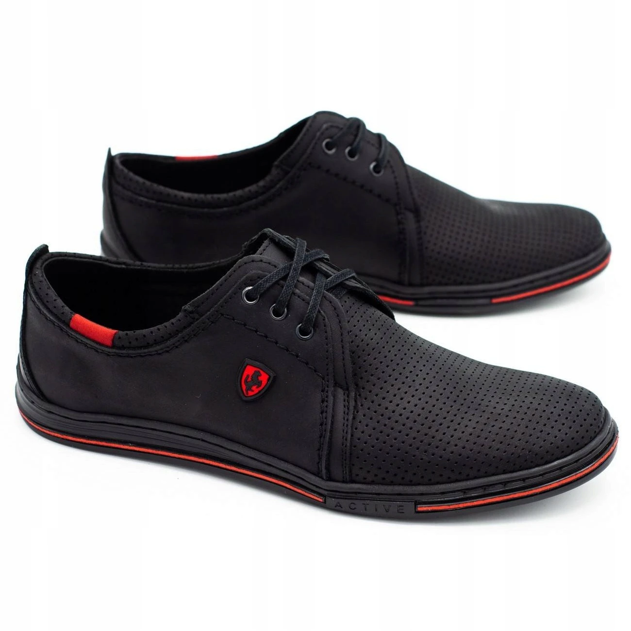 Polbut Chaussures Pour Hommes En Cuir 343 Perforation Noir Le Noir – Image 2