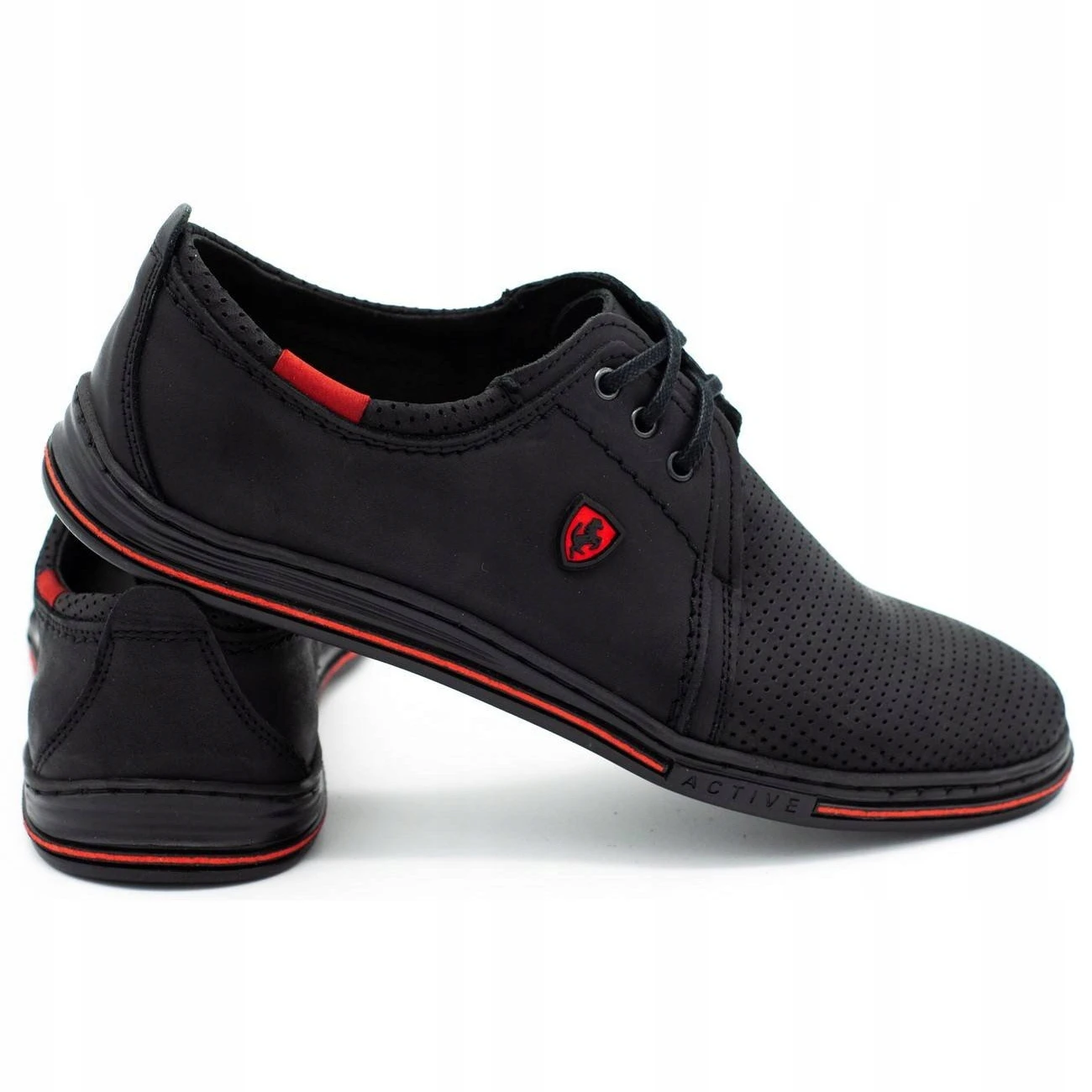 Polbut Chaussures Pour Hommes En Cuir 343 Perforation Noir Le Noir – Image 3