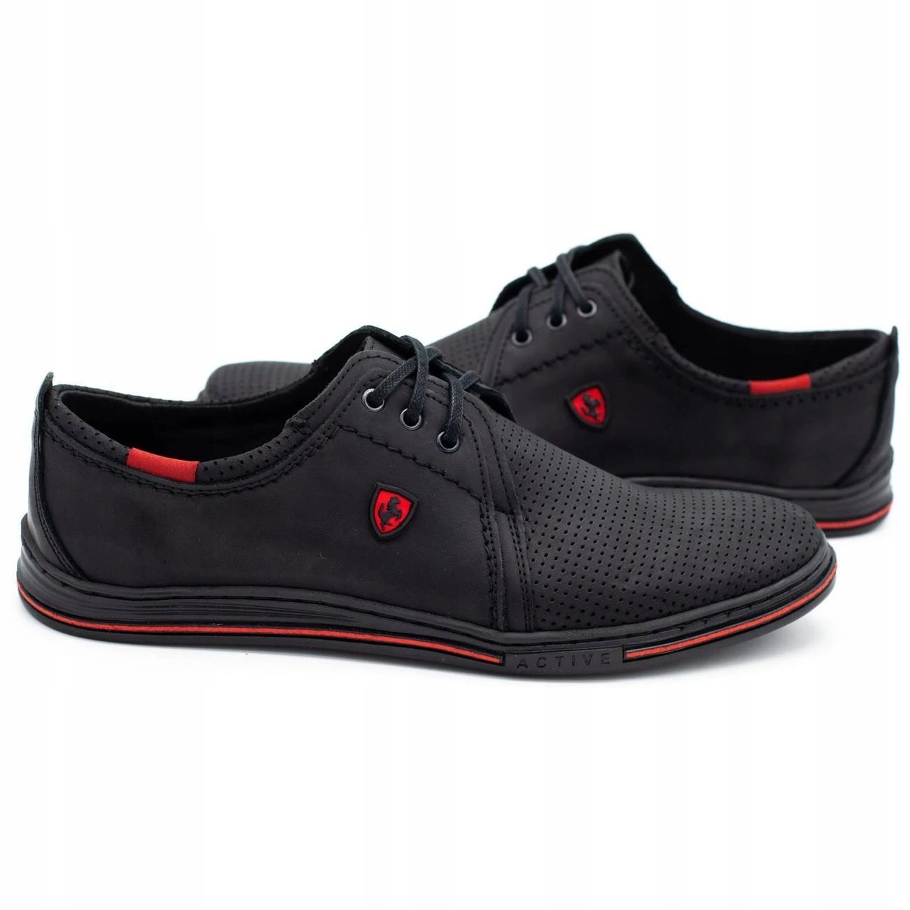 Polbut Chaussures Pour Hommes En Cuir 343 Perforation Noir Le Noir – Image 4
