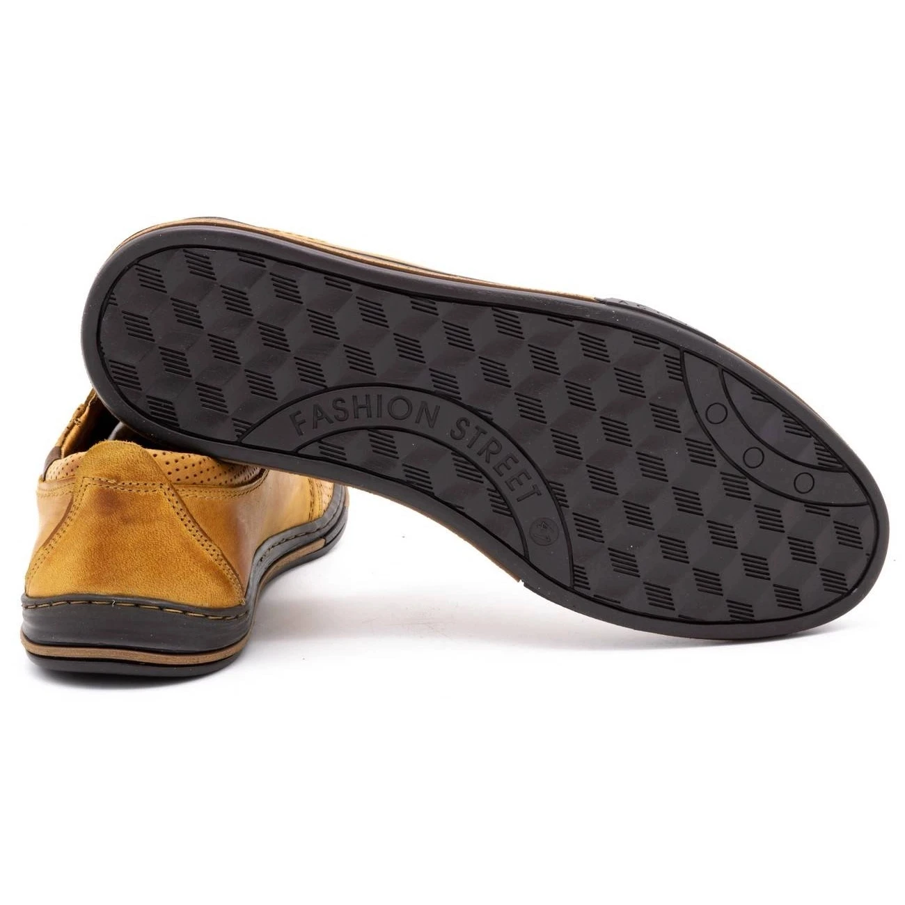 Polbut Chaussures Pour Hommes En Cuir 343 Perforation Rouge Multicolore Orange – Image 4