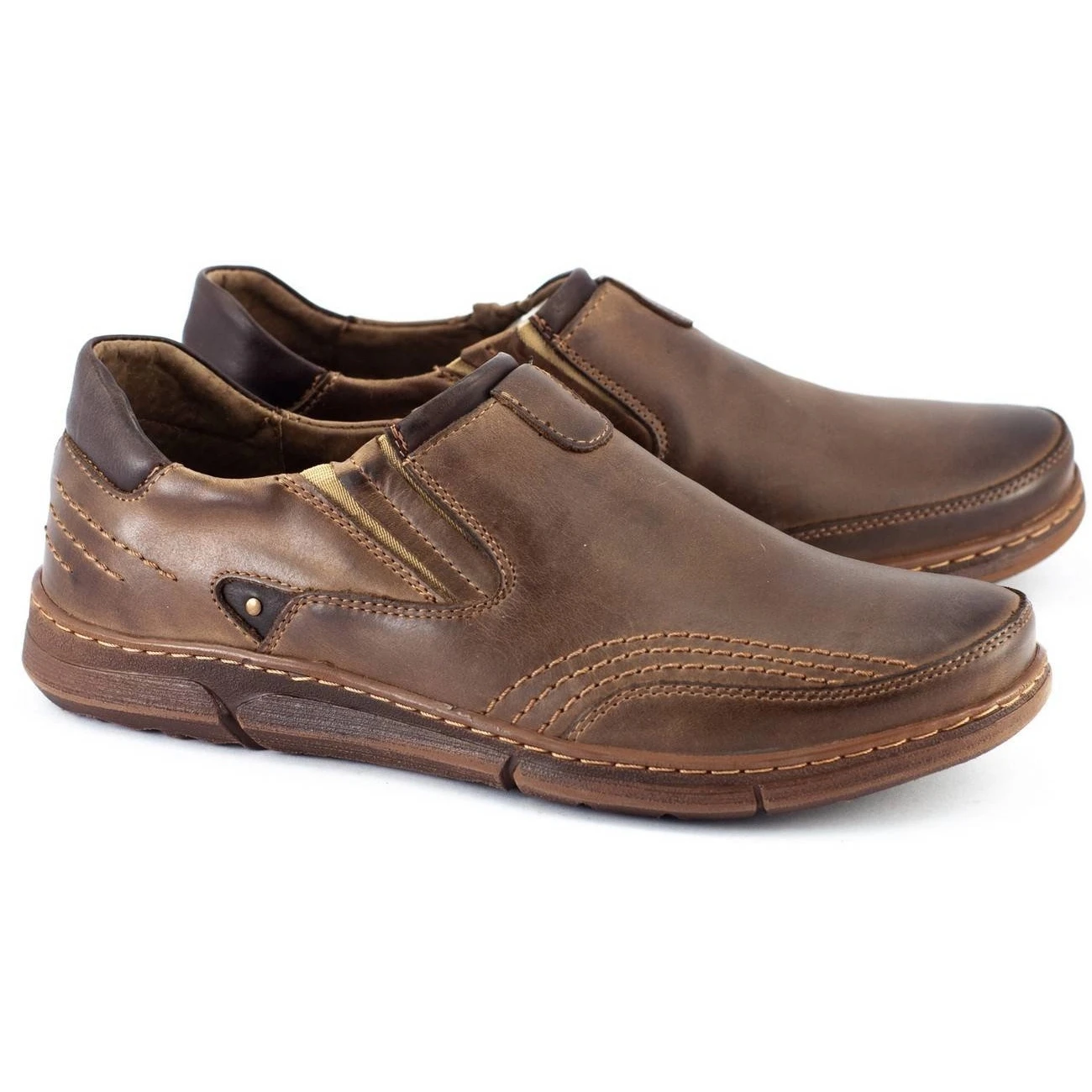 Polbut Chaussures Sans Lacets Pour Hommes J51 Marron Brun – Image 2