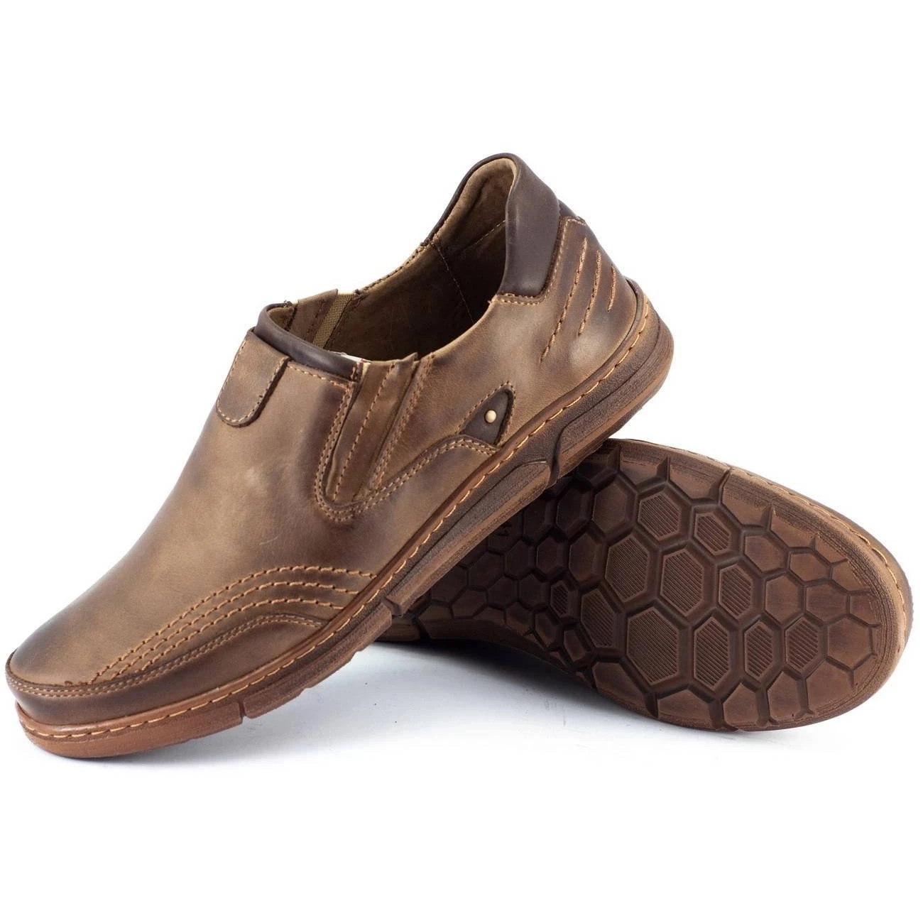 Polbut Chaussures Sans Lacets Pour Hommes J51 Marron Brun – Image 3