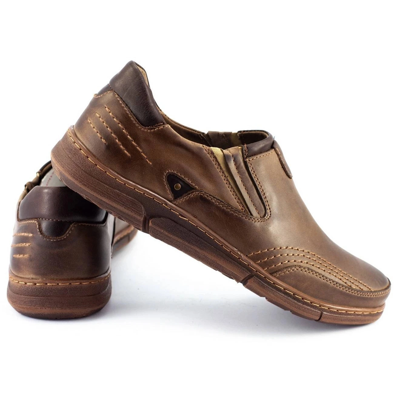 Polbut Chaussures Sans Lacets Pour Hommes J51 Marron Brun – Image 4