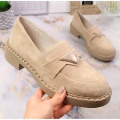 Potocki SZ12003 Mocassins En Daim à Talons Et Plateforme Beige