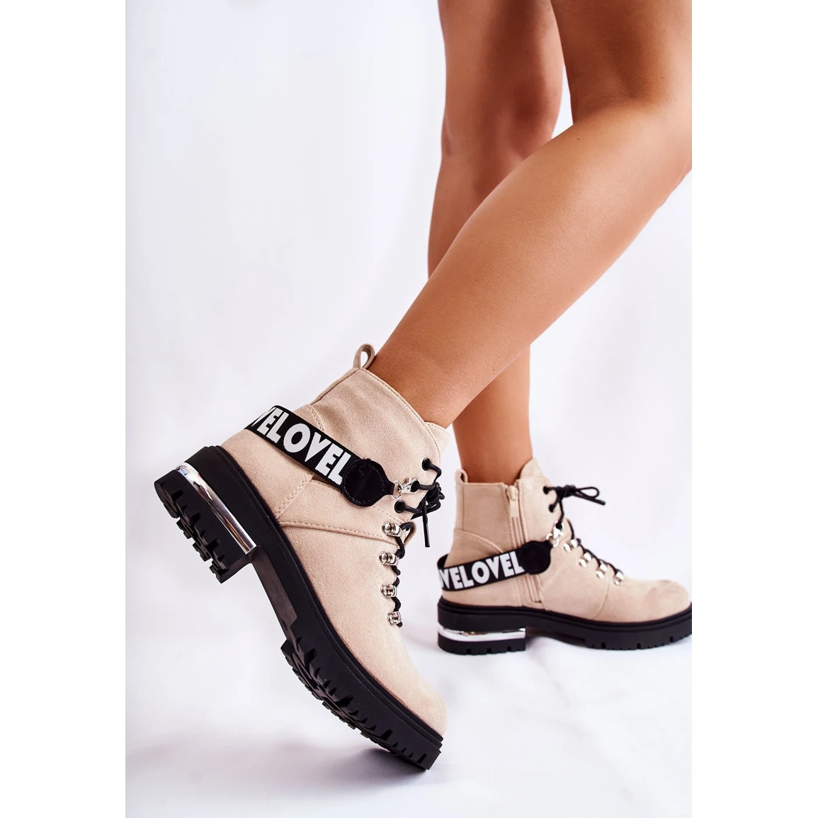 PS1 Bottes Chaudes En Daim Avec Une Ceinture Beige Aurelio – Image 4