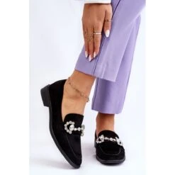 PS1 Élégantes Mocassins En Daim Noir Aliya Le Noir