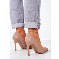 PS1 Élégants Talons Aiguilles Matelassés Brun Vif Rosanna