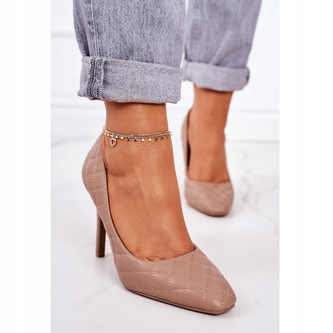 PS1 Élégants Talons Aiguilles Matelassés Brun Vif Rosanna – Image 2