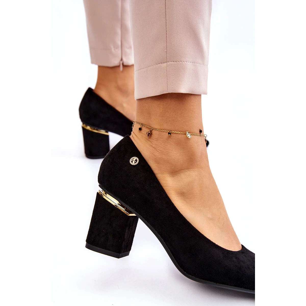 PS1 Escarpins à Talons Hauts En Daim Classiques Avec Embellissement Derren Noir Le Noir – Image 2