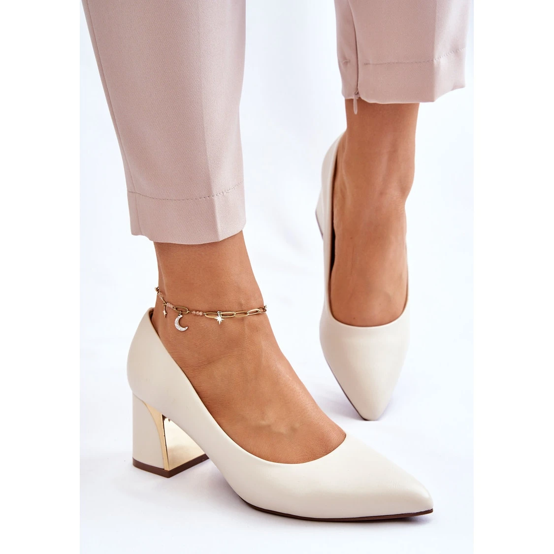 PS1 Escarpins Élégants Sur Un Talon Beige Emma – Image 6