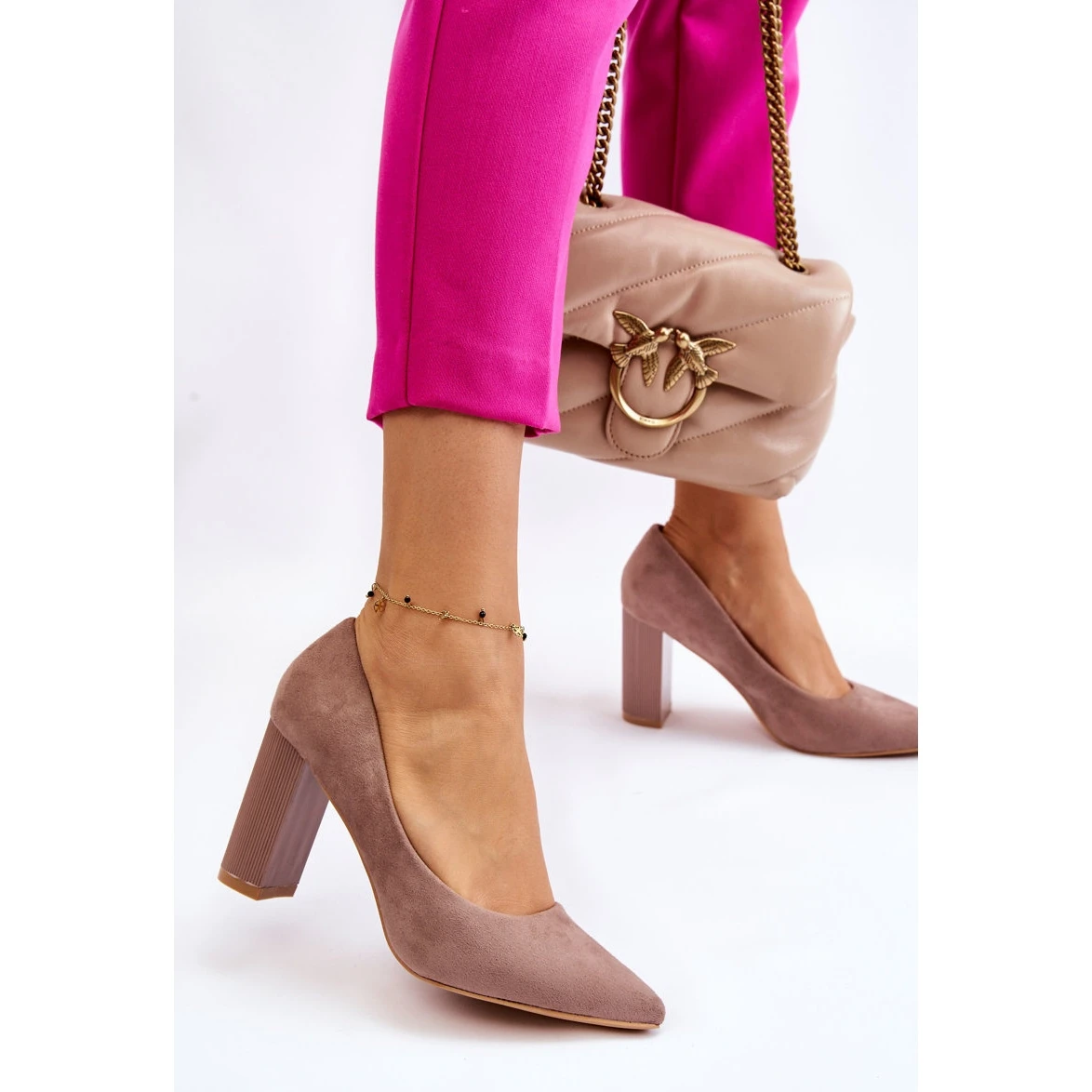 PS1 Escarpins En Daim Sur Des Talons Estellia Beiges à La Mode – Image 2