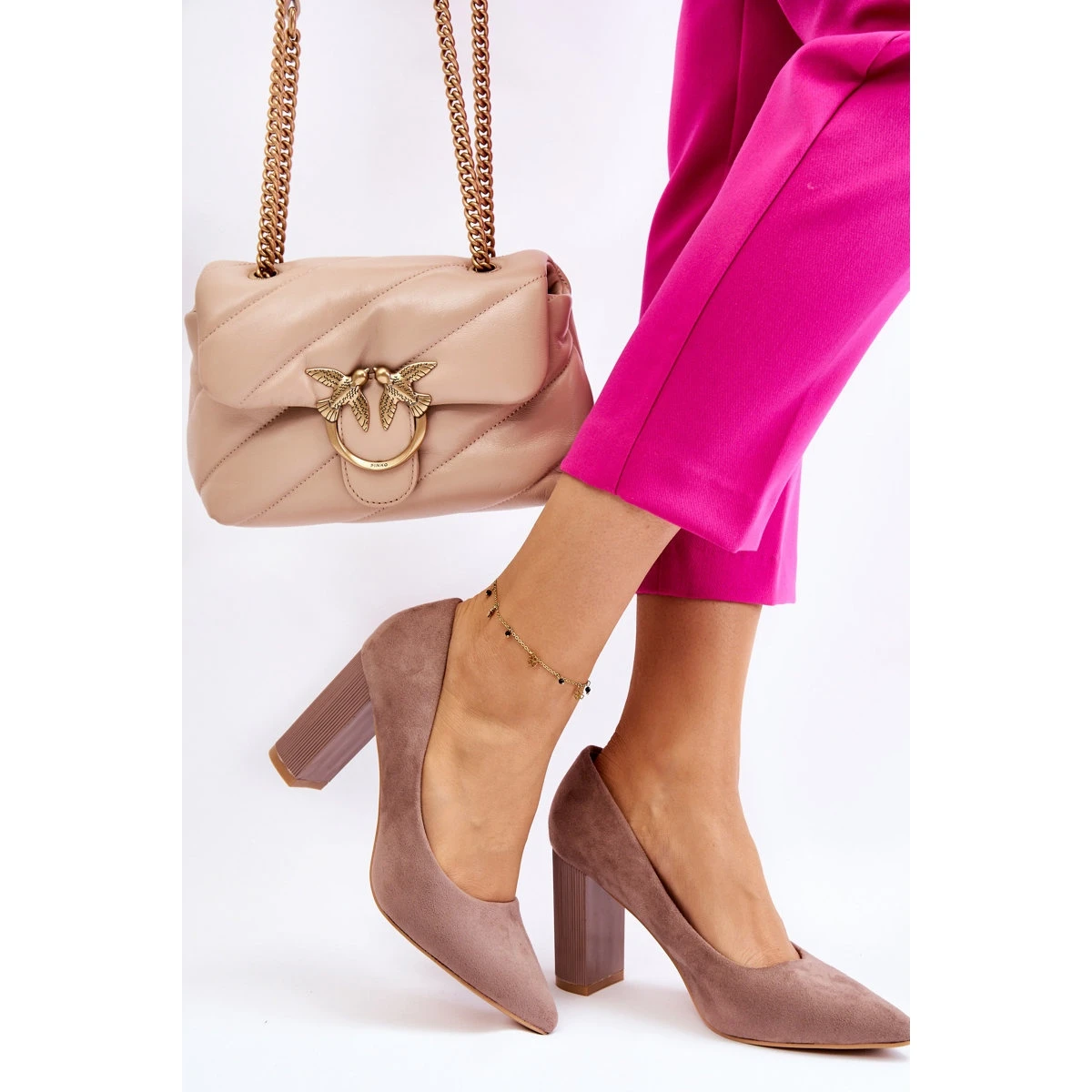 PS1 Escarpins En Daim Sur Des Talons Estellia Beiges à La Mode – Image 3