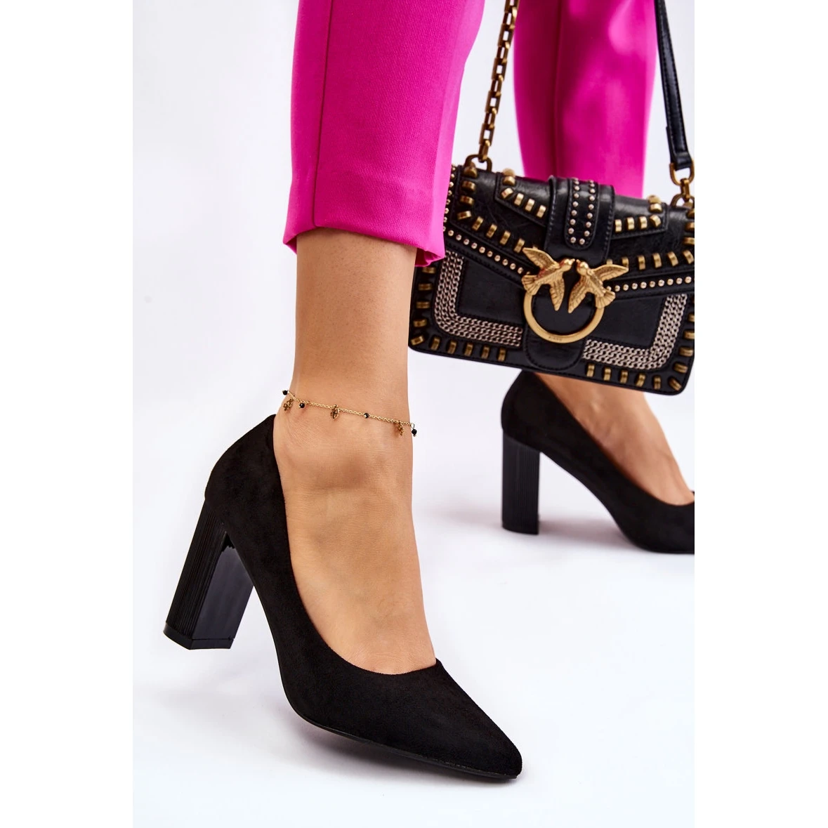 PS1 Escarpins En Daim Sur Un Talon à La Mode Noir Estellia Le Noir – Image 2